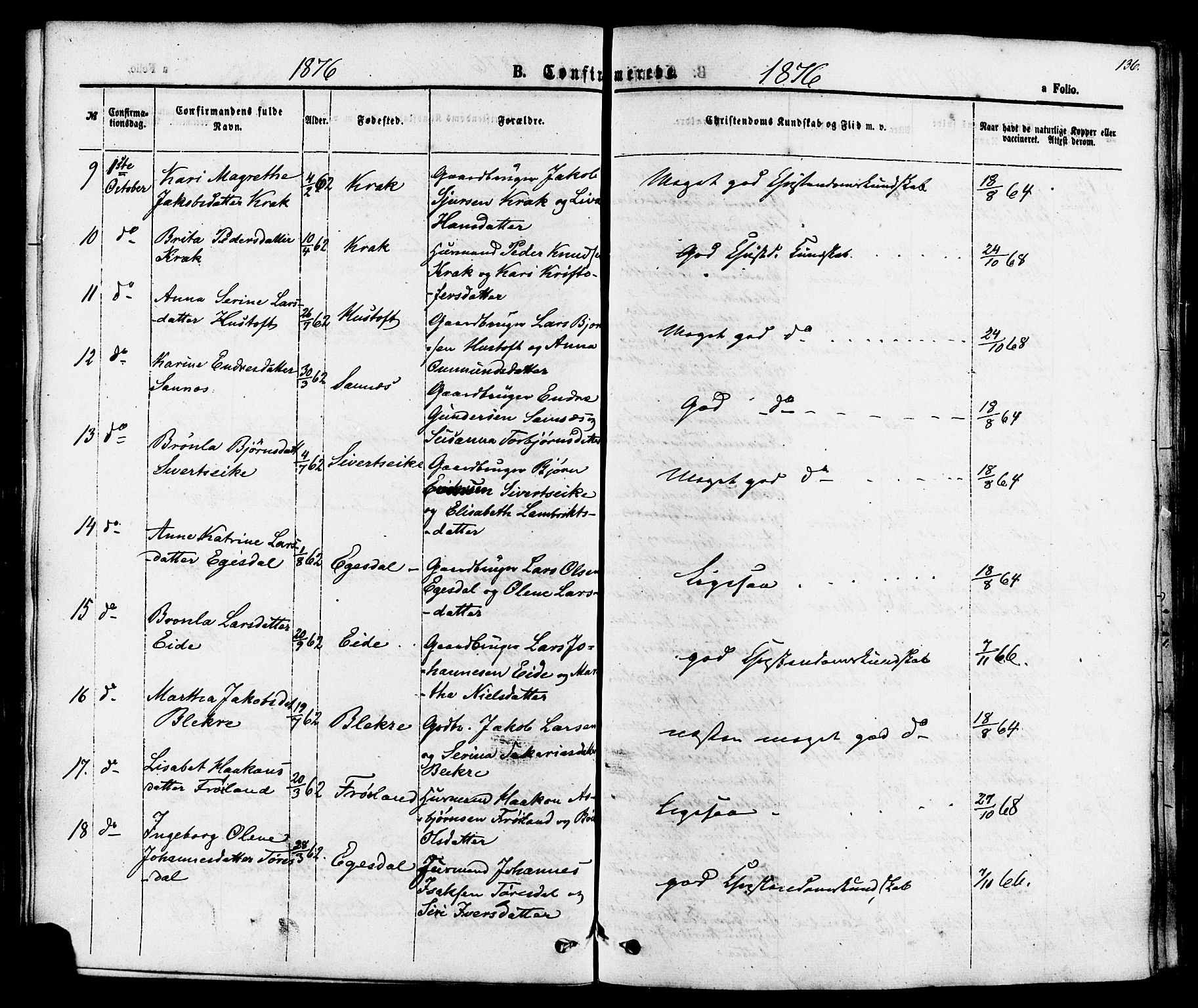 Skjold sokneprestkontor, AV/SAST-A-101847/H/Ha/Haa/L0007: Parish register (official) no. A 7, 1857-1882, p. 136