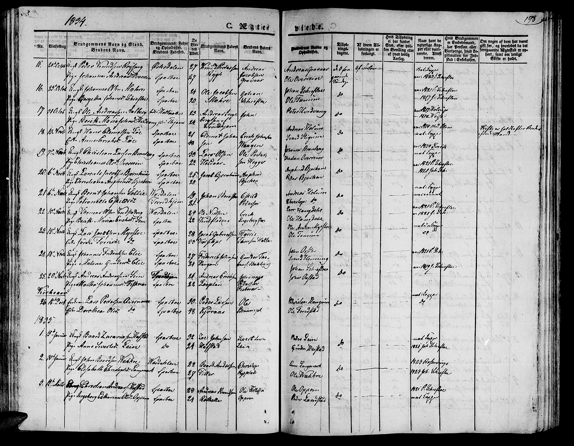 Ministerialprotokoller, klokkerbøker og fødselsregistre - Nord-Trøndelag, SAT/A-1458/735/L0336: Parish register (official) no. 735A05 /1, 1825-1835, p. 198