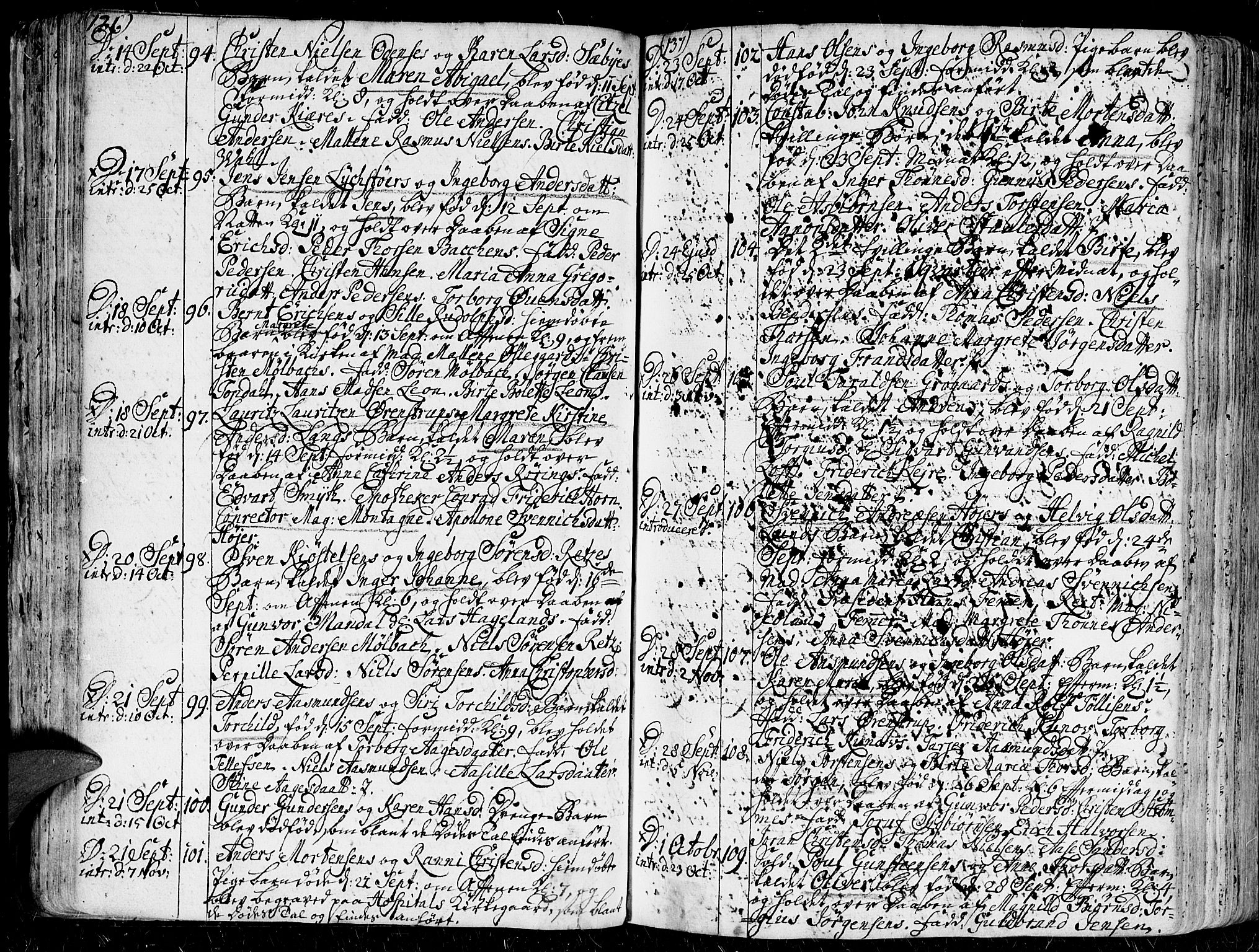 Kristiansand domprosti, SAK/1112-0006/F/Fa/L0001: Parish register (official) no. A 1, 1734-1793, p. 136-137