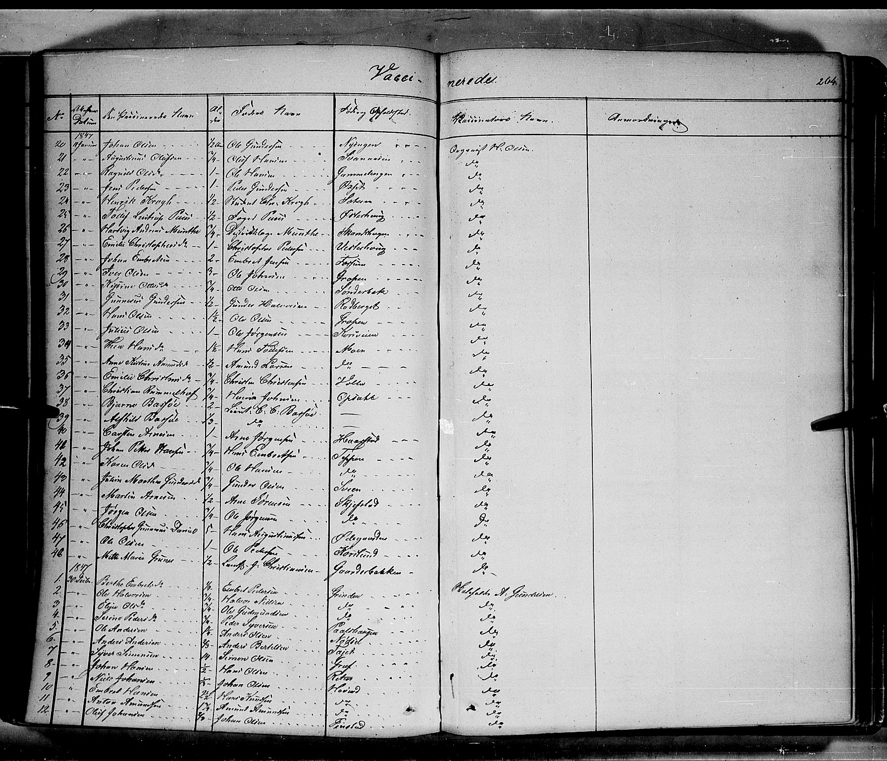 Elverum prestekontor, SAH/PREST-044/H/Ha/Haa/L0009: Parish register (official) no. 9, 1843-1856, p. 264