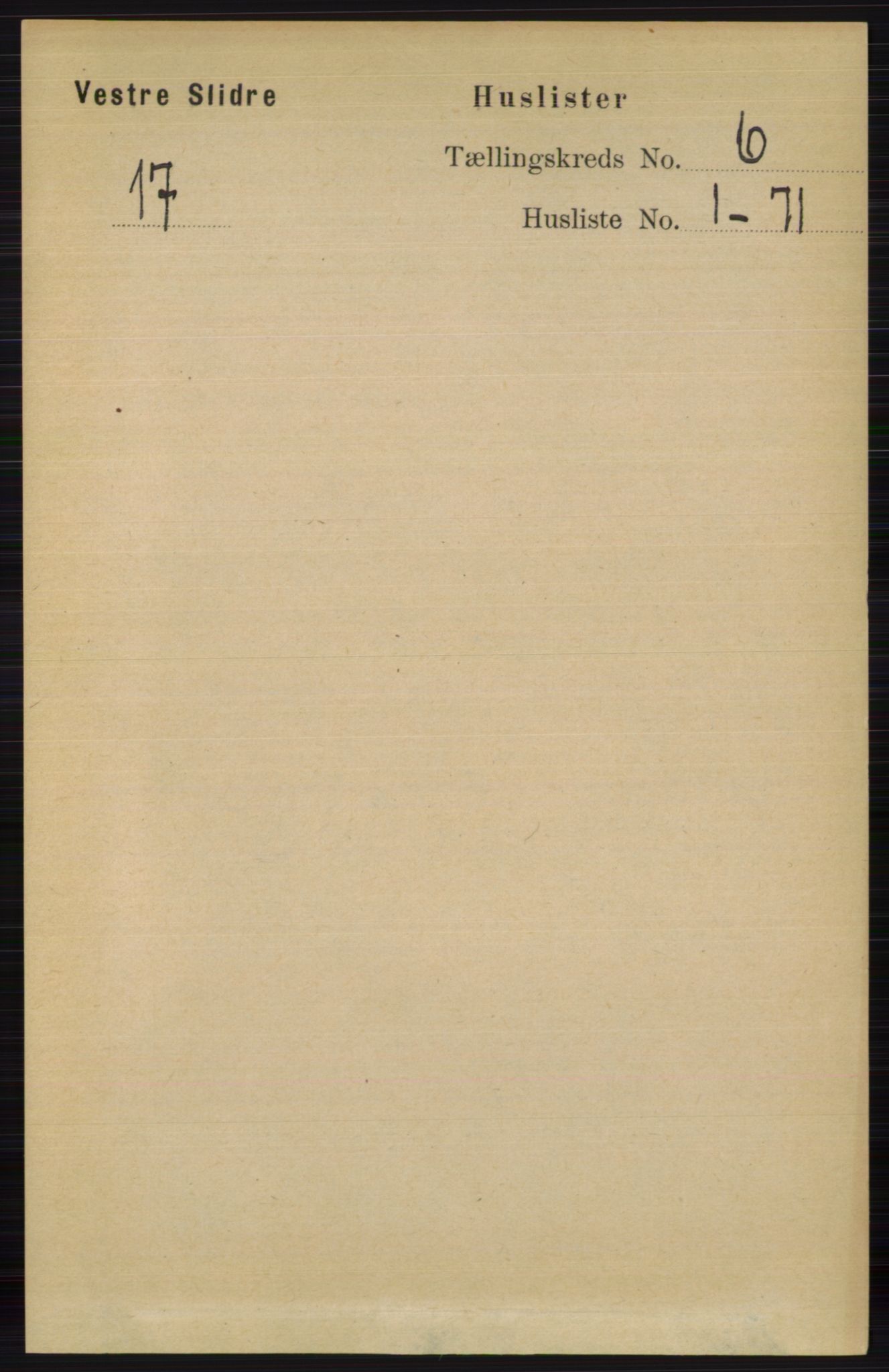RA, 1891 census for 0543 Vestre Slidre, 1891, p. 1988