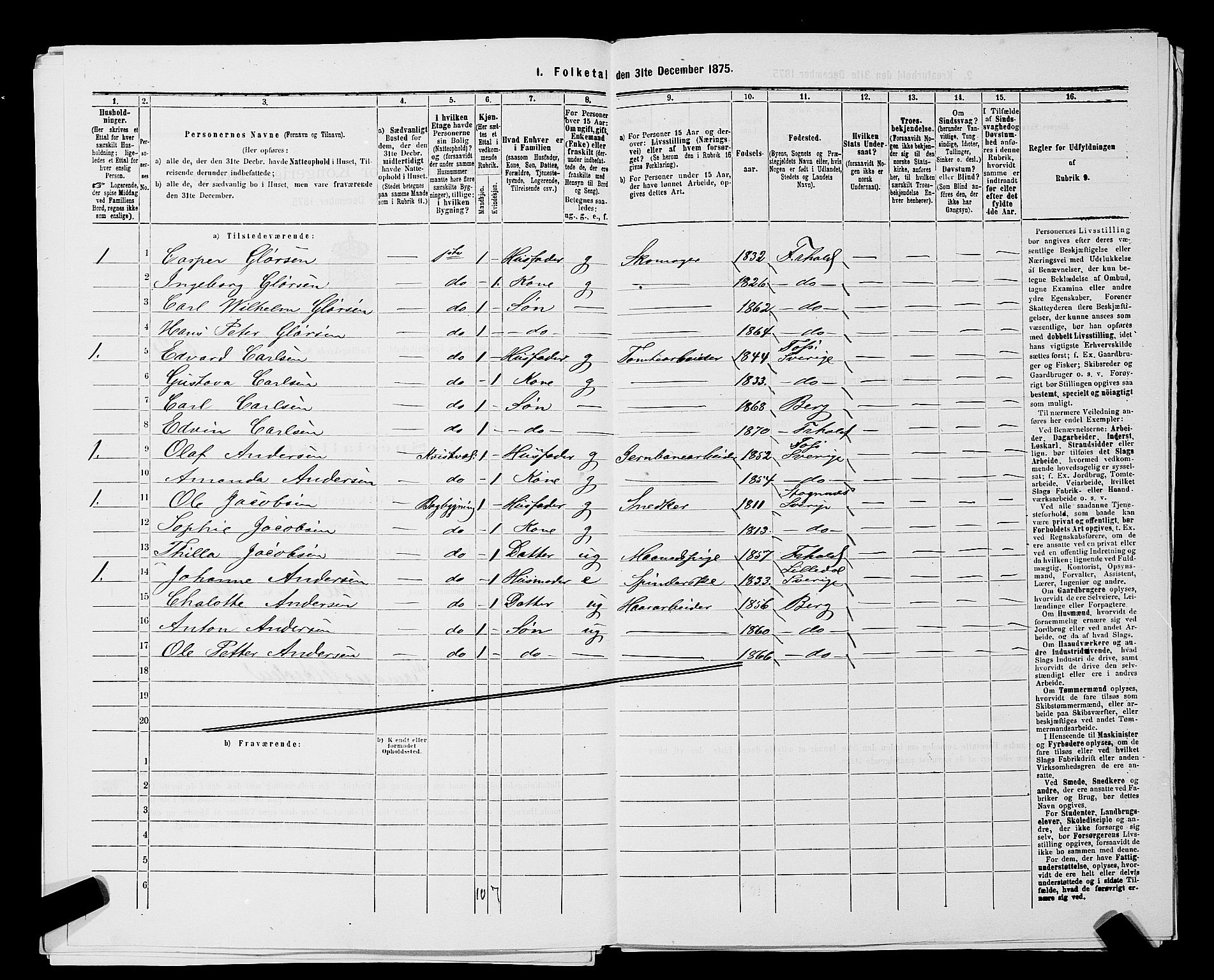 RA, 1875 census for 0101P Fredrikshald, 1875, p. 614