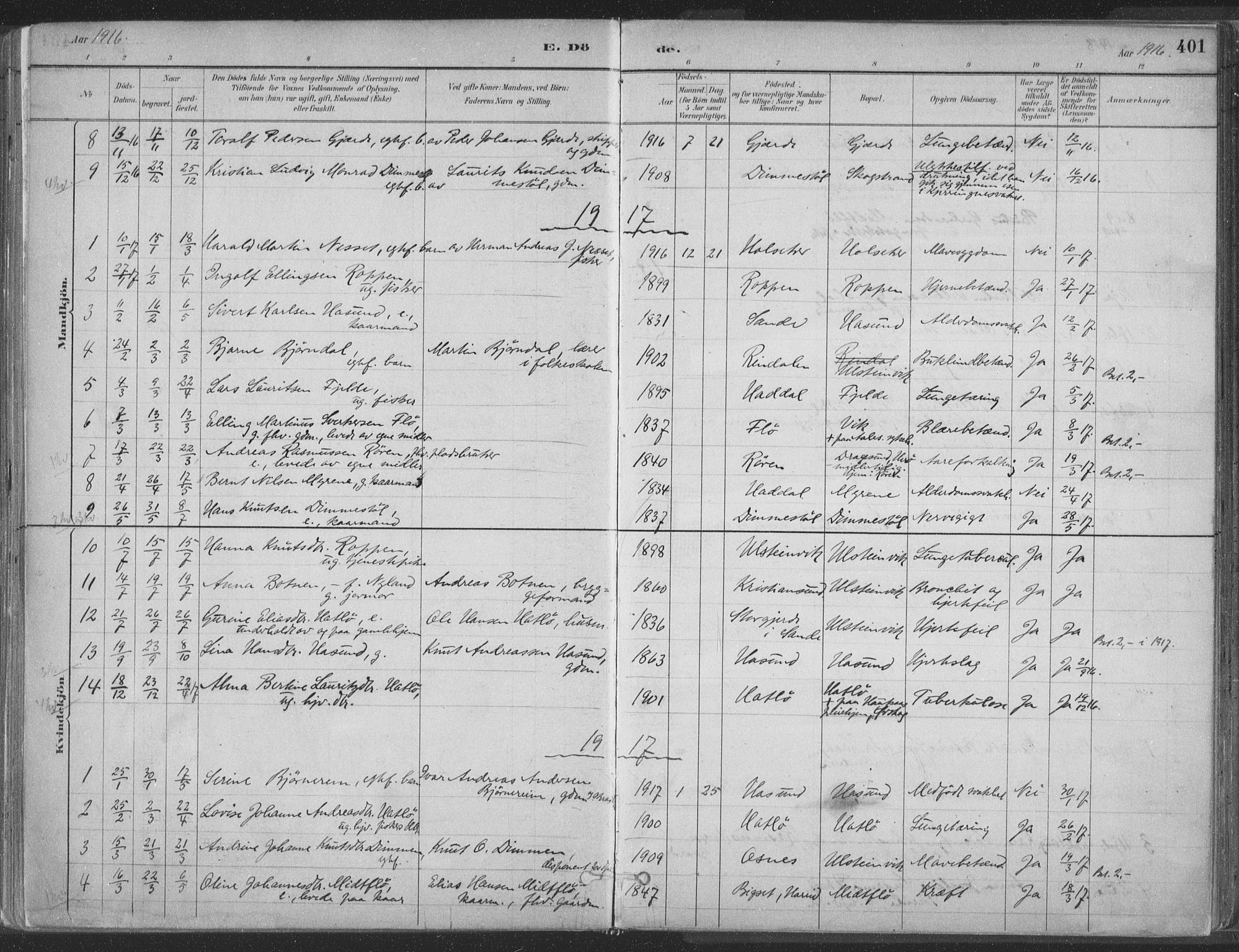 Ministerialprotokoller, klokkerbøker og fødselsregistre - Møre og Romsdal, SAT/A-1454/509/L0106: Parish register (official) no. 509A04, 1883-1922, p. 401