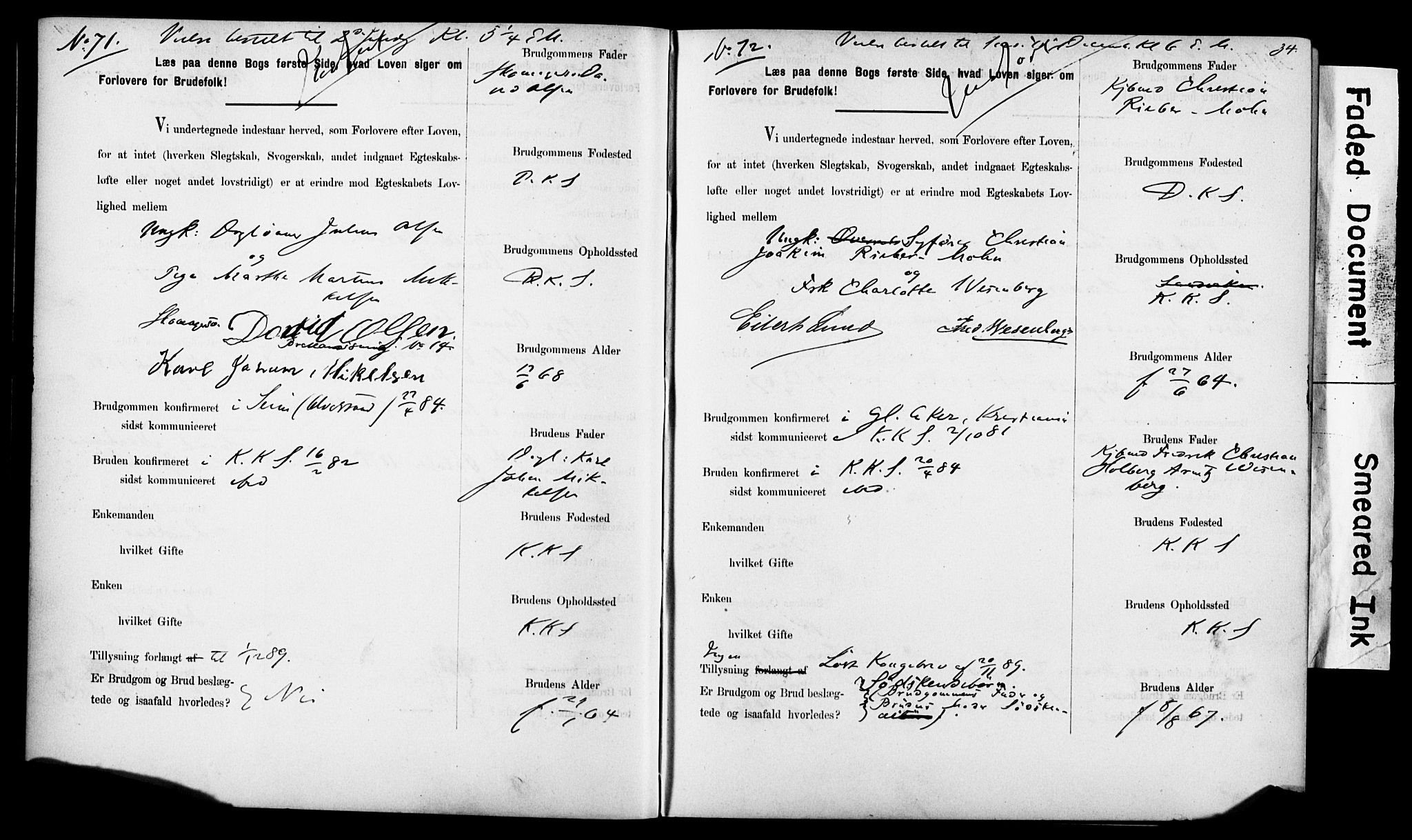 Korskirken sokneprestembete, AV/SAB-A-76101: Best man's statements no. II.5.6, 1889-1898, p. 34