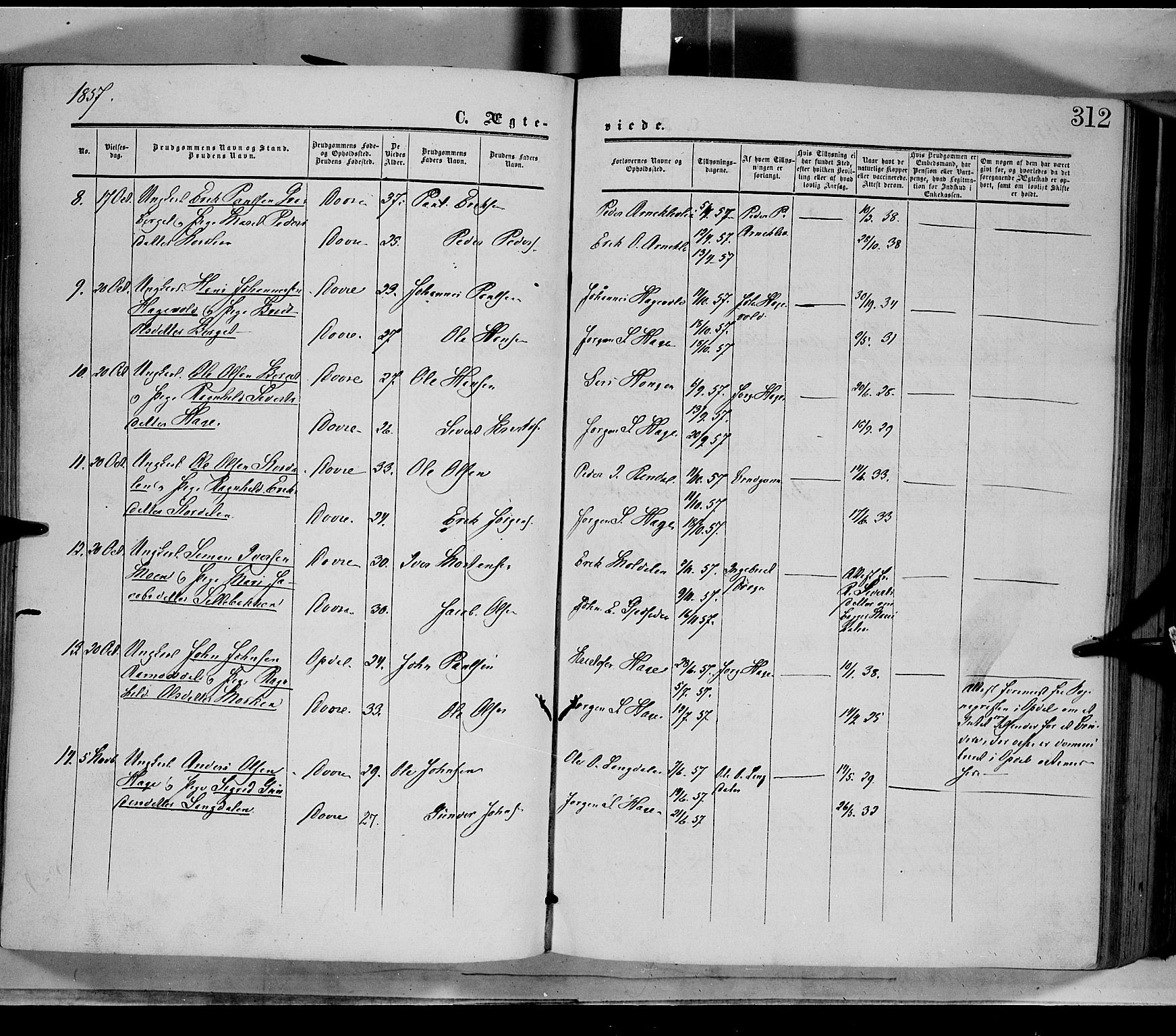 Dovre prestekontor, AV/SAH-PREST-066/H/Ha/Haa/L0001: Parish register (official) no. 1, 1854-1878, p. 312