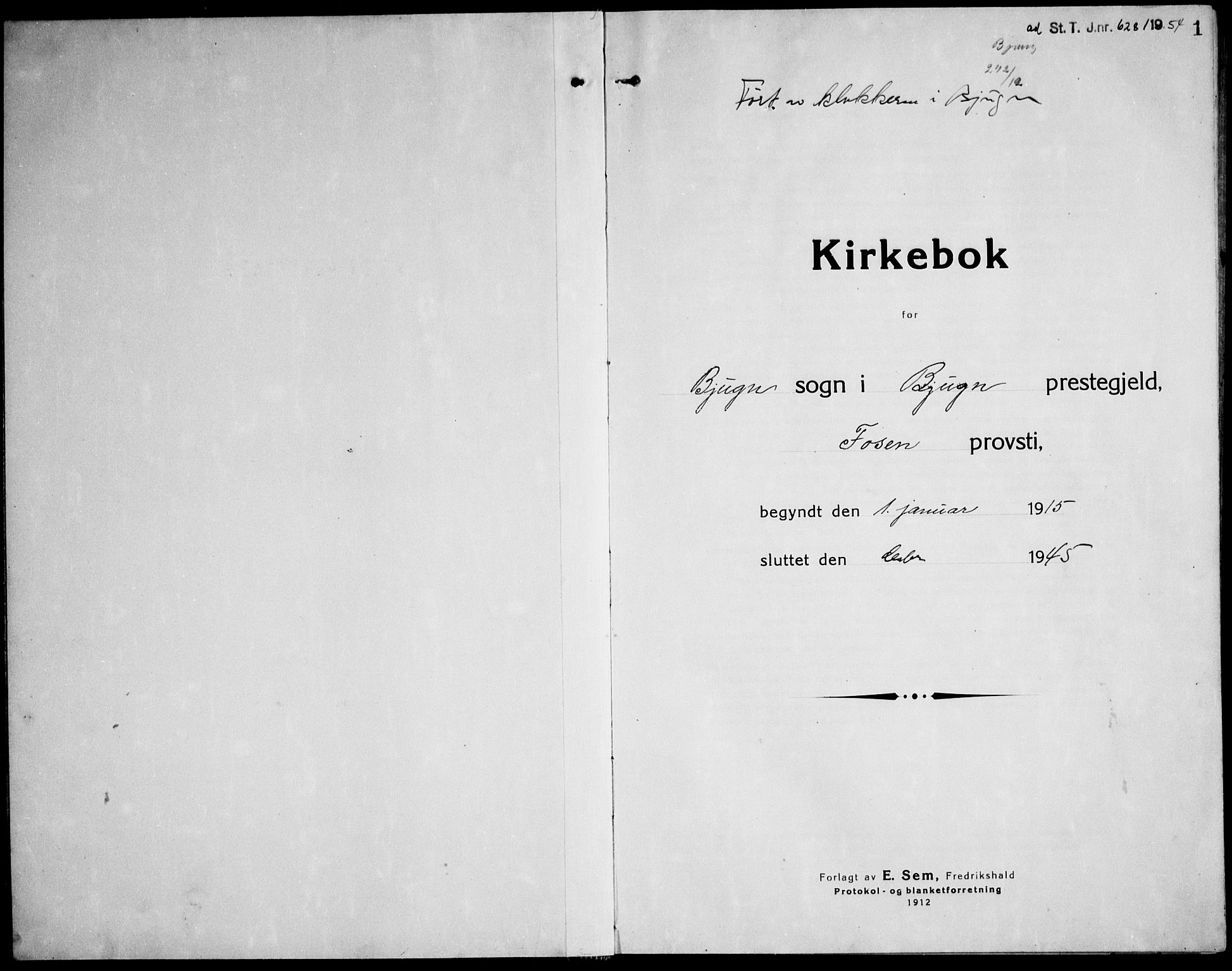 Ministerialprotokoller, klokkerbøker og fødselsregistre - Sør-Trøndelag, SAT/A-1456/651/L0648: Parish register (copy) no. 651C02, 1915-1945, p. 1