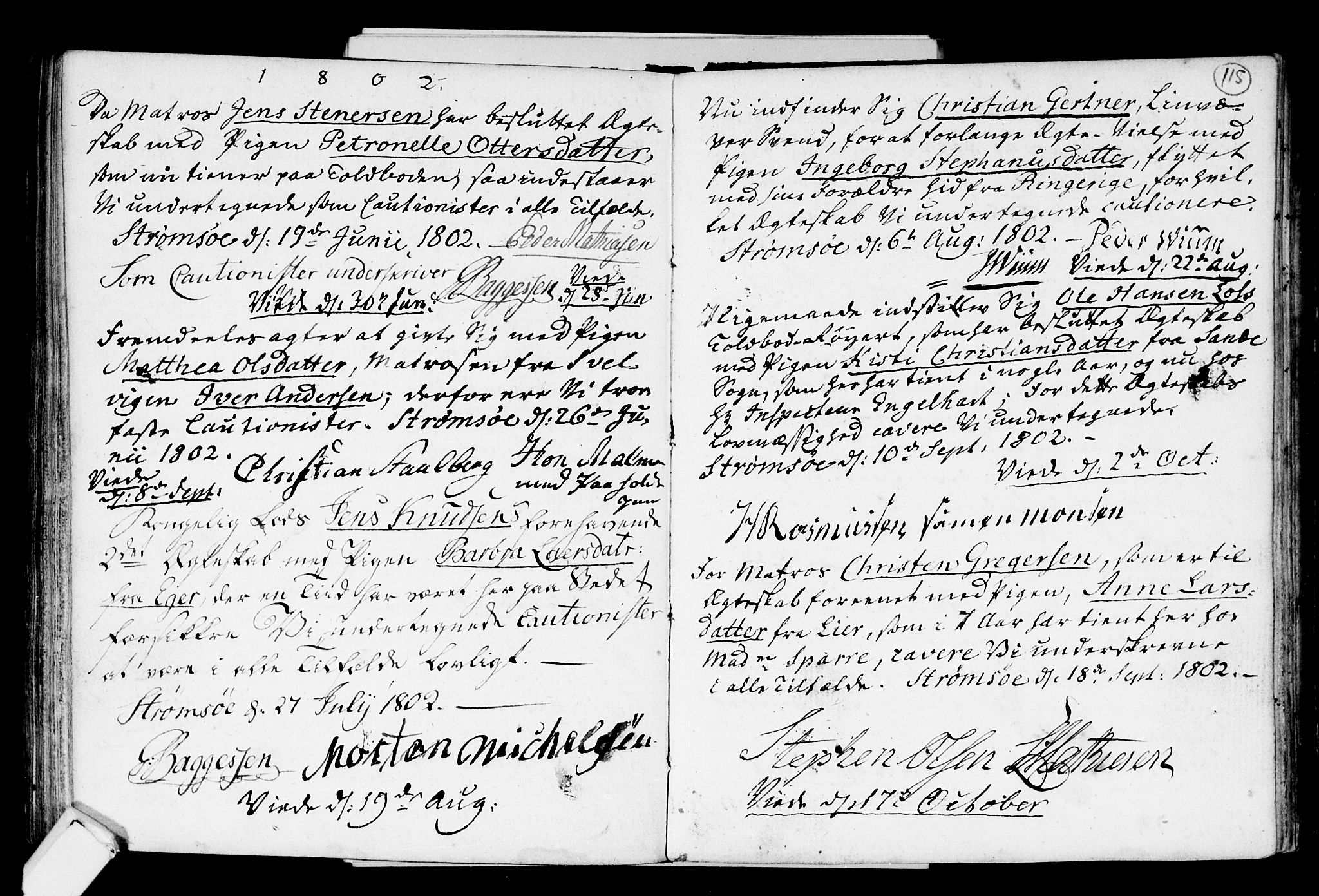 Strømsø kirkebøker, SAKO/A-246/H/Hb/L0001: Best man's statements no. 1, 1752-1815, p. 115