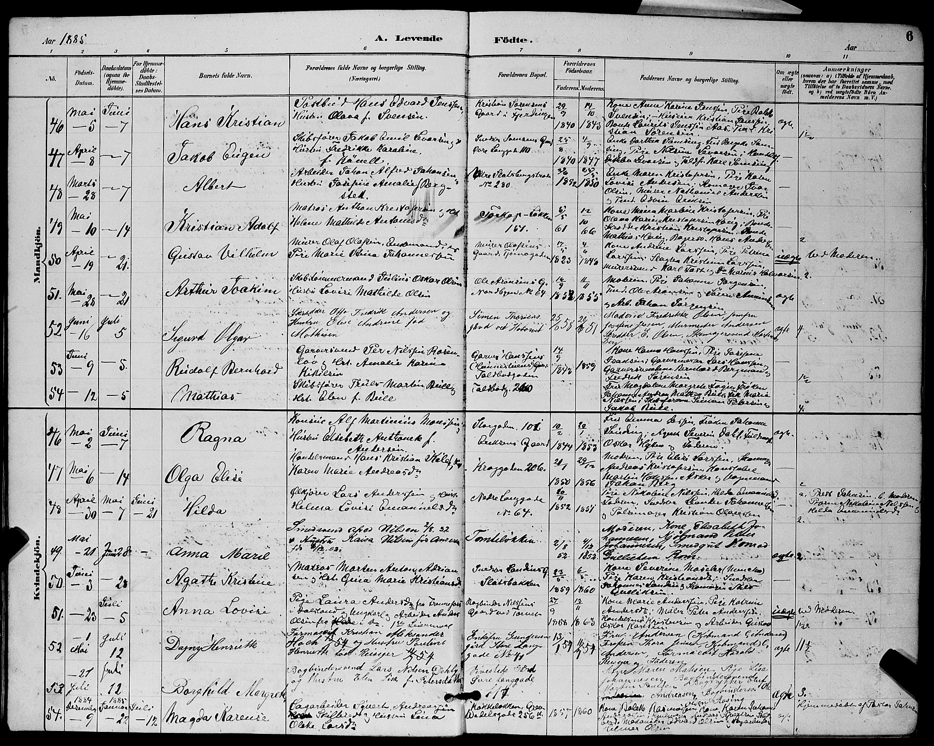 Tønsberg kirkebøker, AV/SAKO-A-330/G/Ga/L0006: Parish register (copy) no. 6, 1885-1895, p. 6