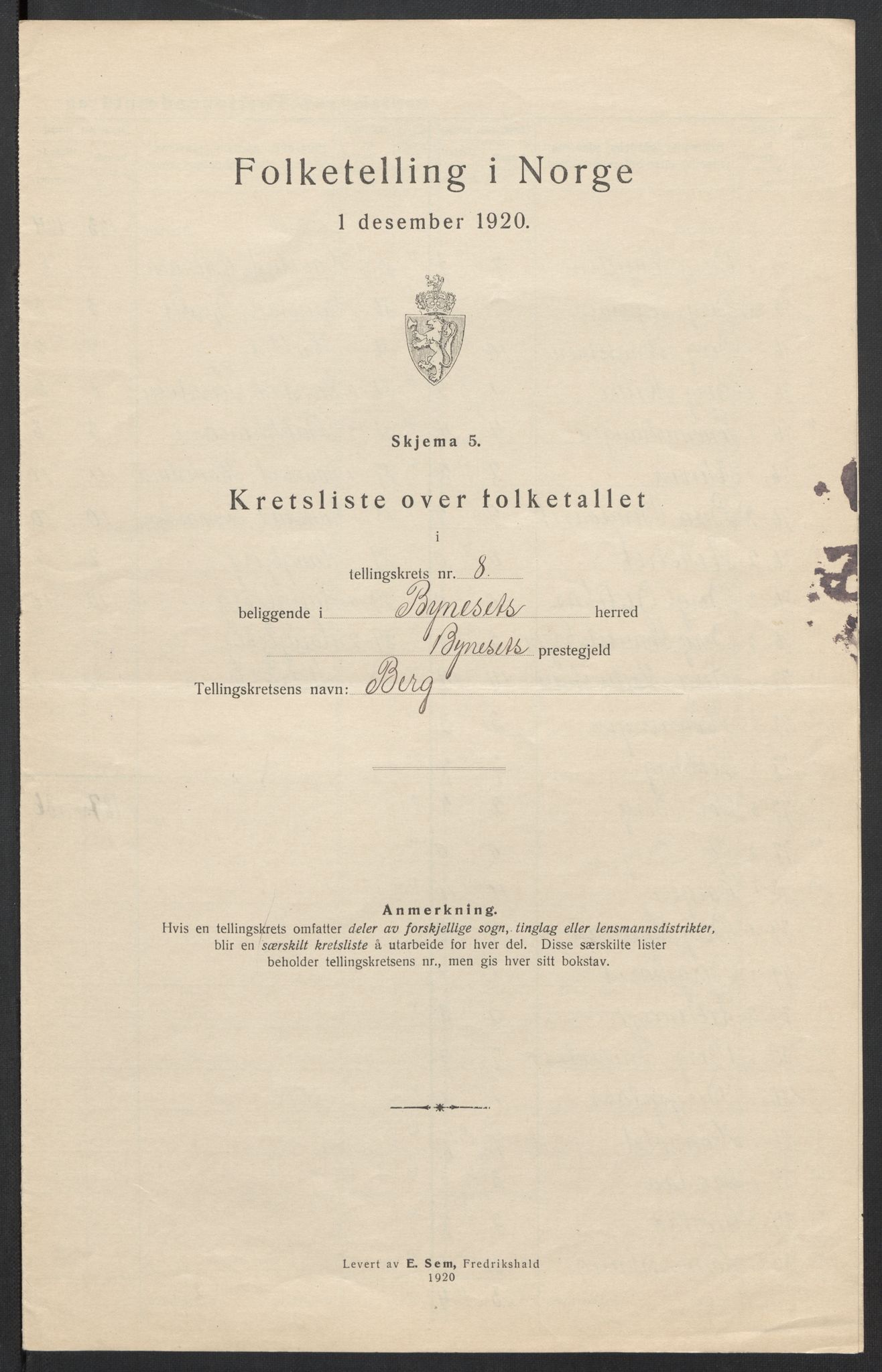 SAT, 1920 census for Byneset, 1920, p. 27