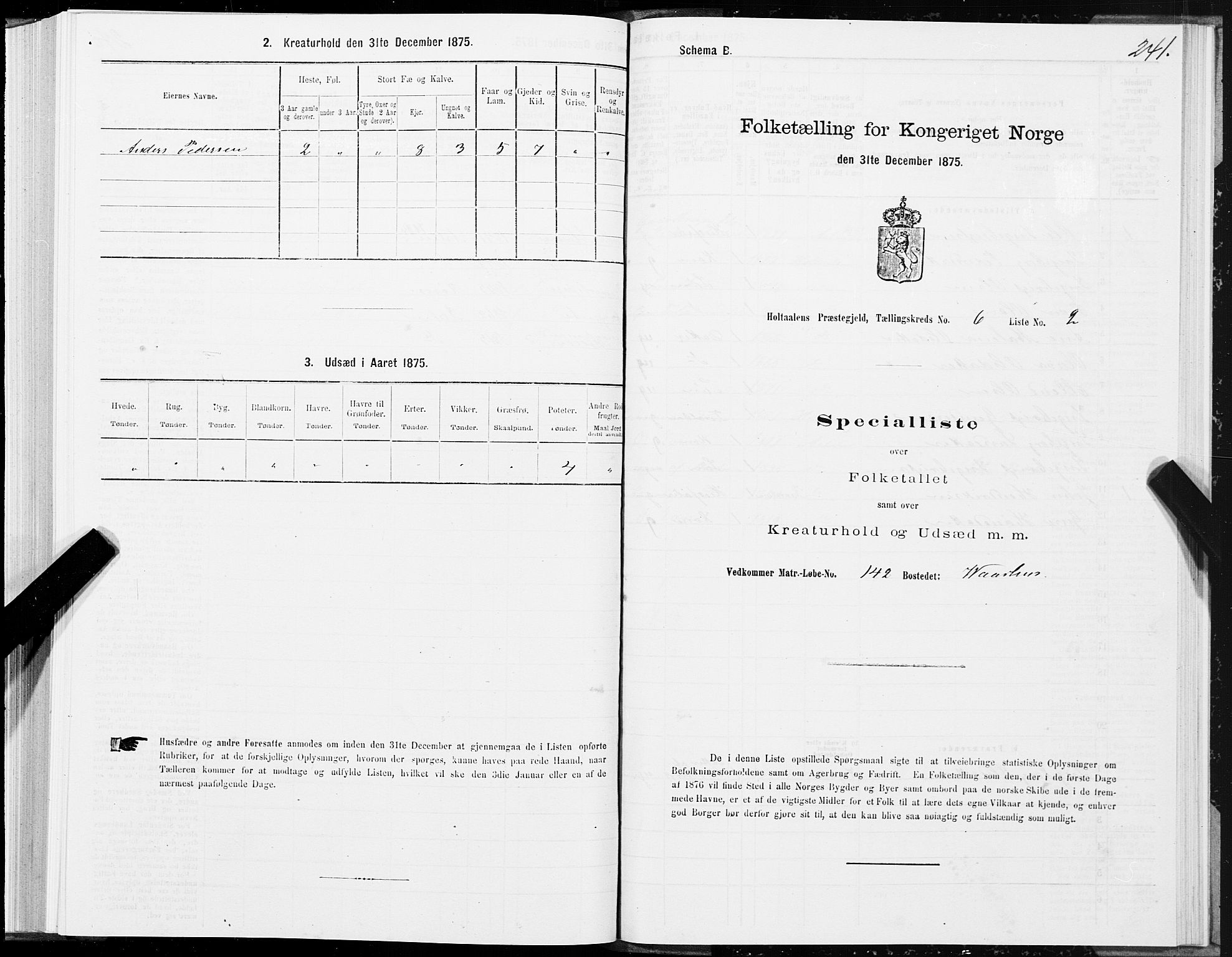 SAT, 1875 census for 1645P Haltdalen, 1875, p. 5241