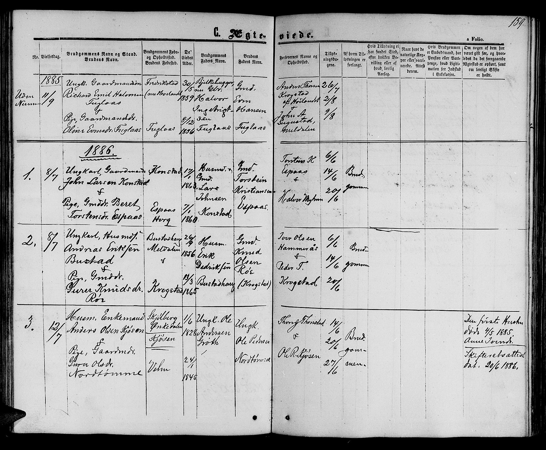 Ministerialprotokoller, klokkerbøker og fødselsregistre - Sør-Trøndelag, SAT/A-1456/694/L1131: Parish register (copy) no. 694C03, 1858-1886, p. 159