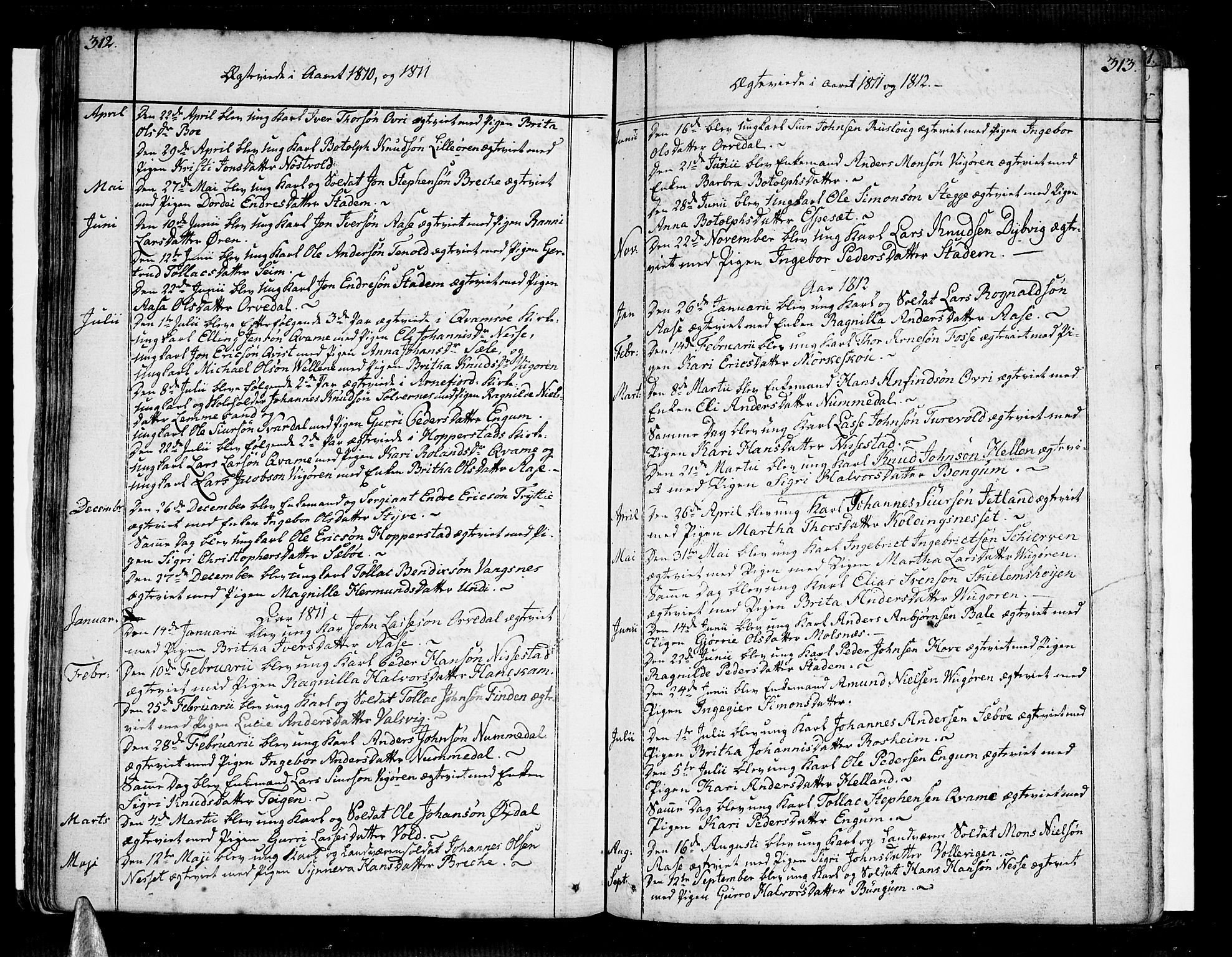 Vik sokneprestembete, SAB/A-81501: Parish register (official) no. A 5, 1787-1820, p. 312-313