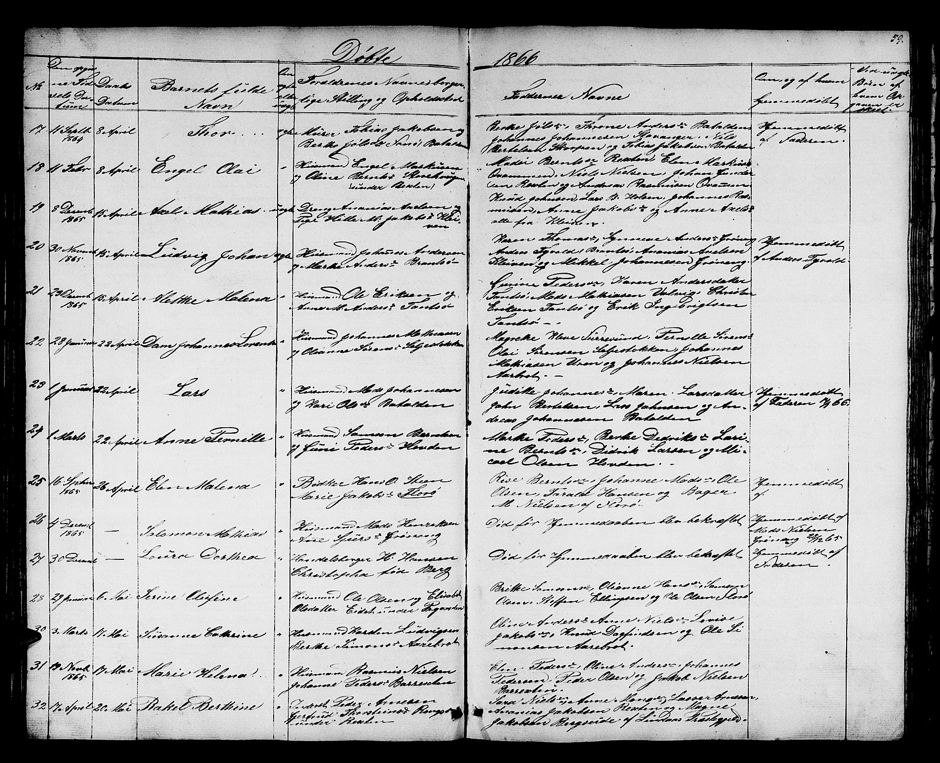 Kinn sokneprestembete, AV/SAB-A-80801/H/Hab/Haba/L0001: Parish register (copy) no. A 1, 1853-1868, p. 59