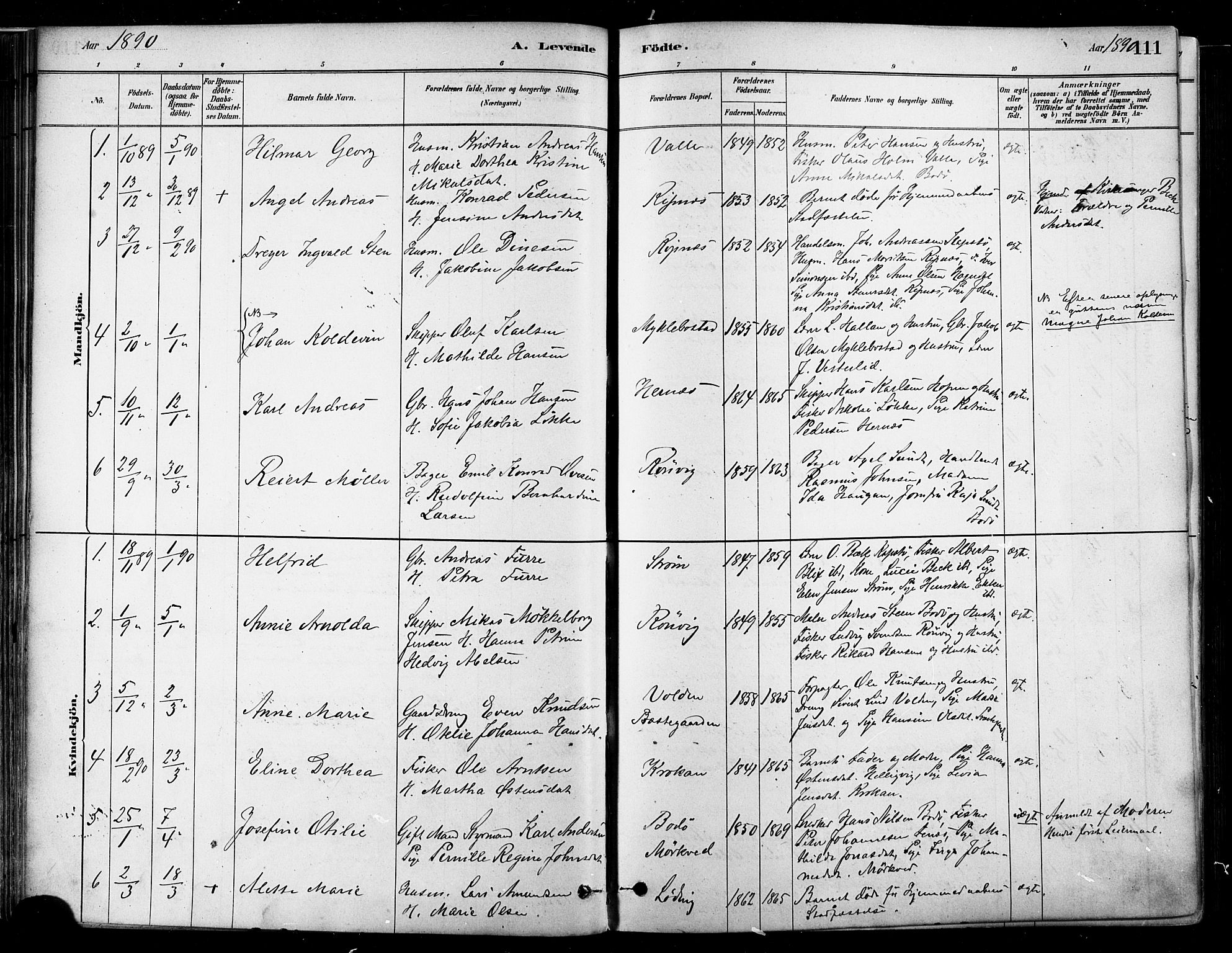 Ministerialprotokoller, klokkerbøker og fødselsregistre - Nordland, SAT/A-1459/802/L0054: Parish register (official) no. 802A01, 1879-1893, p. 111