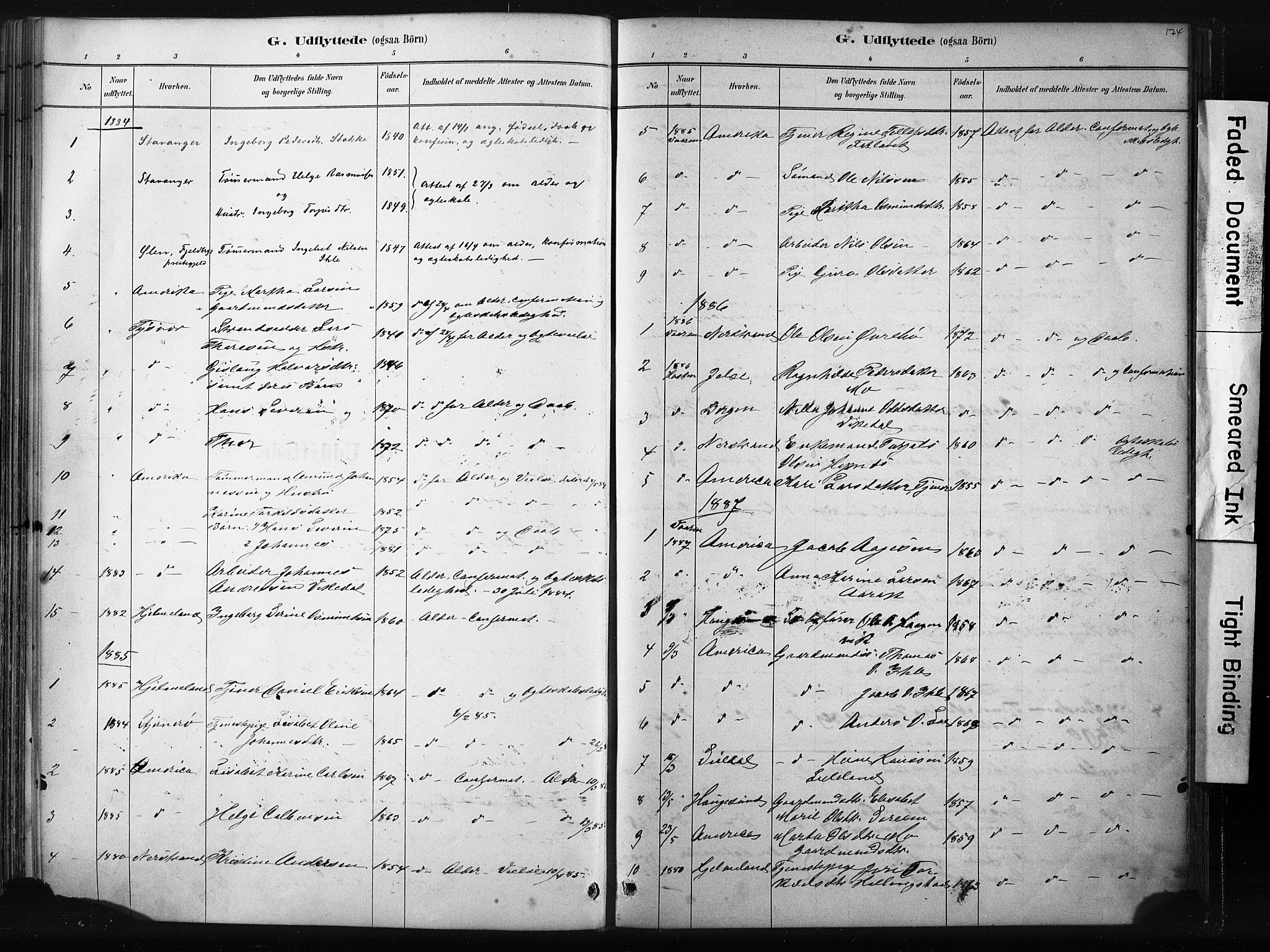 Vikedal sokneprestkontor, SAST/A-101840/01/IV: Parish register (official) no. A 10, 1884-1907, p. 174