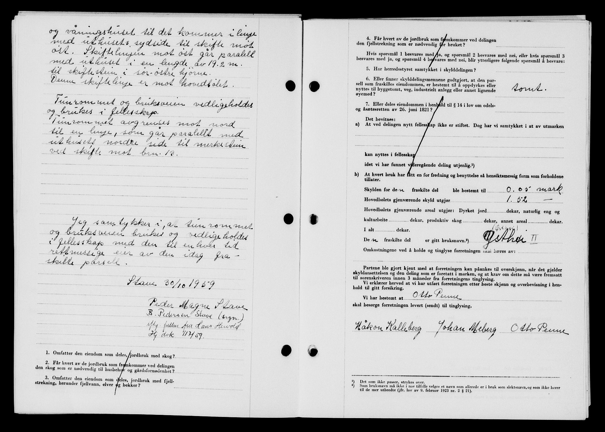 Lyngdal sorenskriveri, AV/SAK-1221-0004/G/Gb/L0679: Mortgage book no. A XXV, 1959-1960, Diary no: : 882/1959