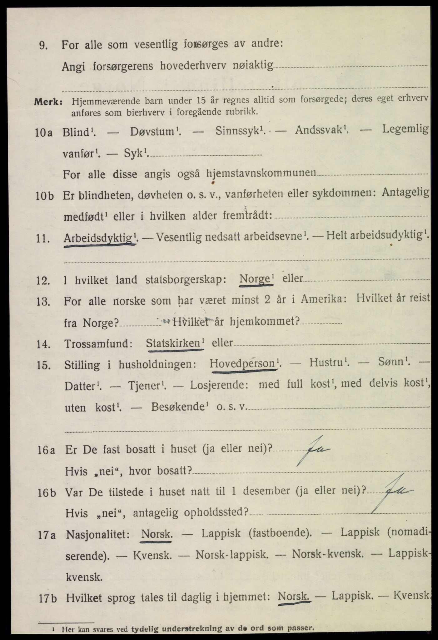 SAT, 1920 census for Vikna, 1920, p. 4990