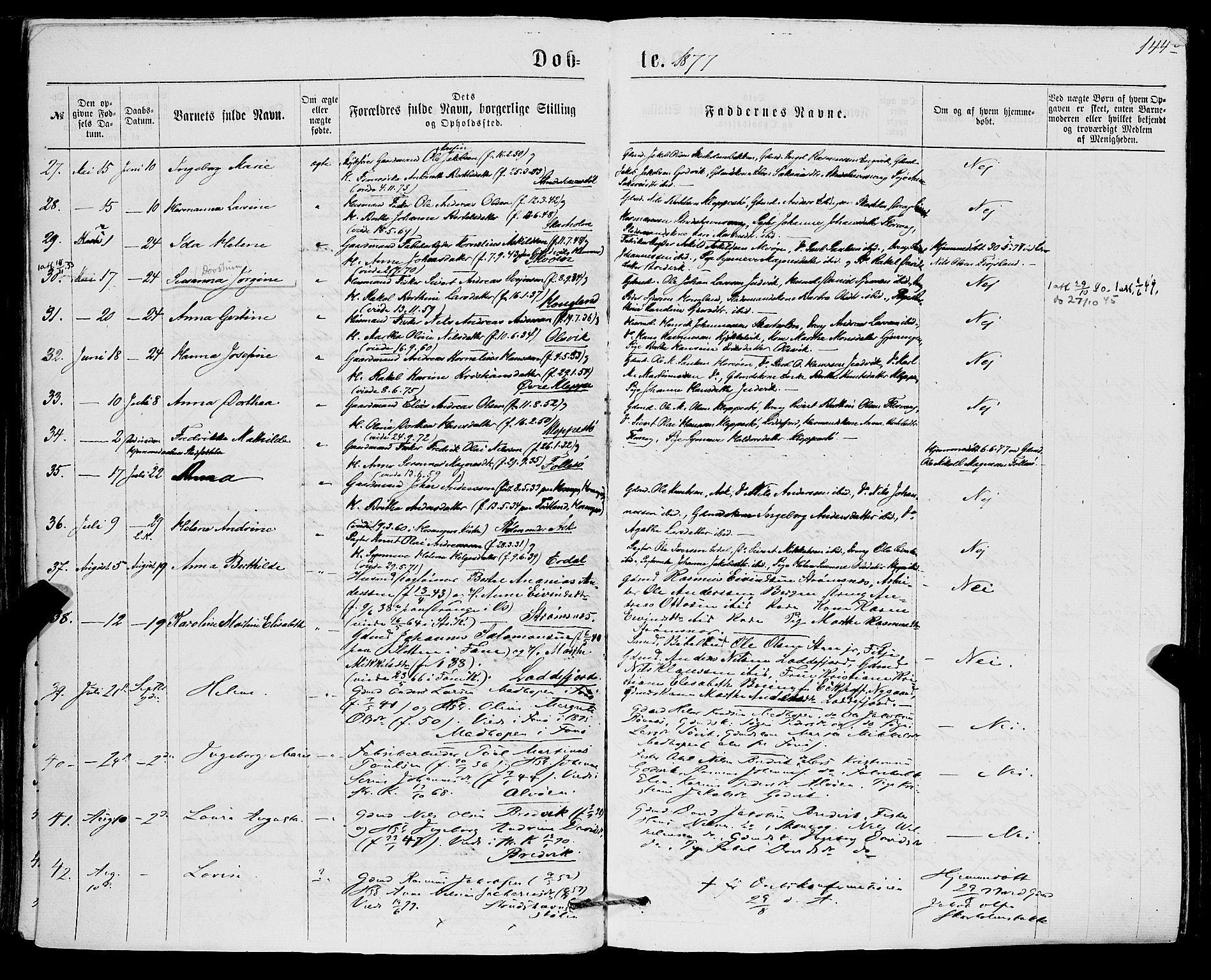 Askøy Sokneprestembete, AV/SAB-A-74101/H/Ha/Haa/Haaa/L0009: Parish register (official) no. A 9, 1863-1877, p. 144l
