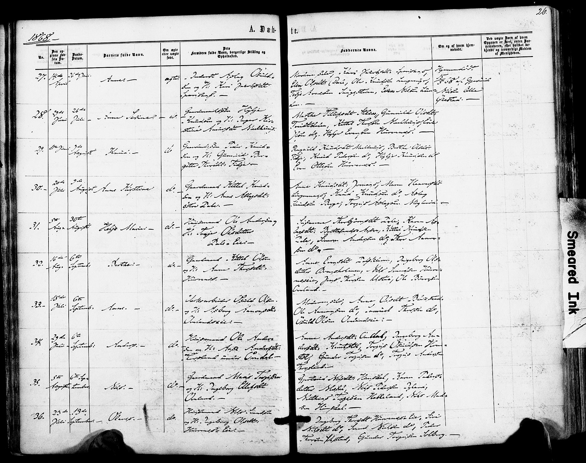 Froland sokneprestkontor, AV/SAK-1111-0013/F/Fa/L0003: Parish register (official) no. A 3, 1864-1881, p. 26