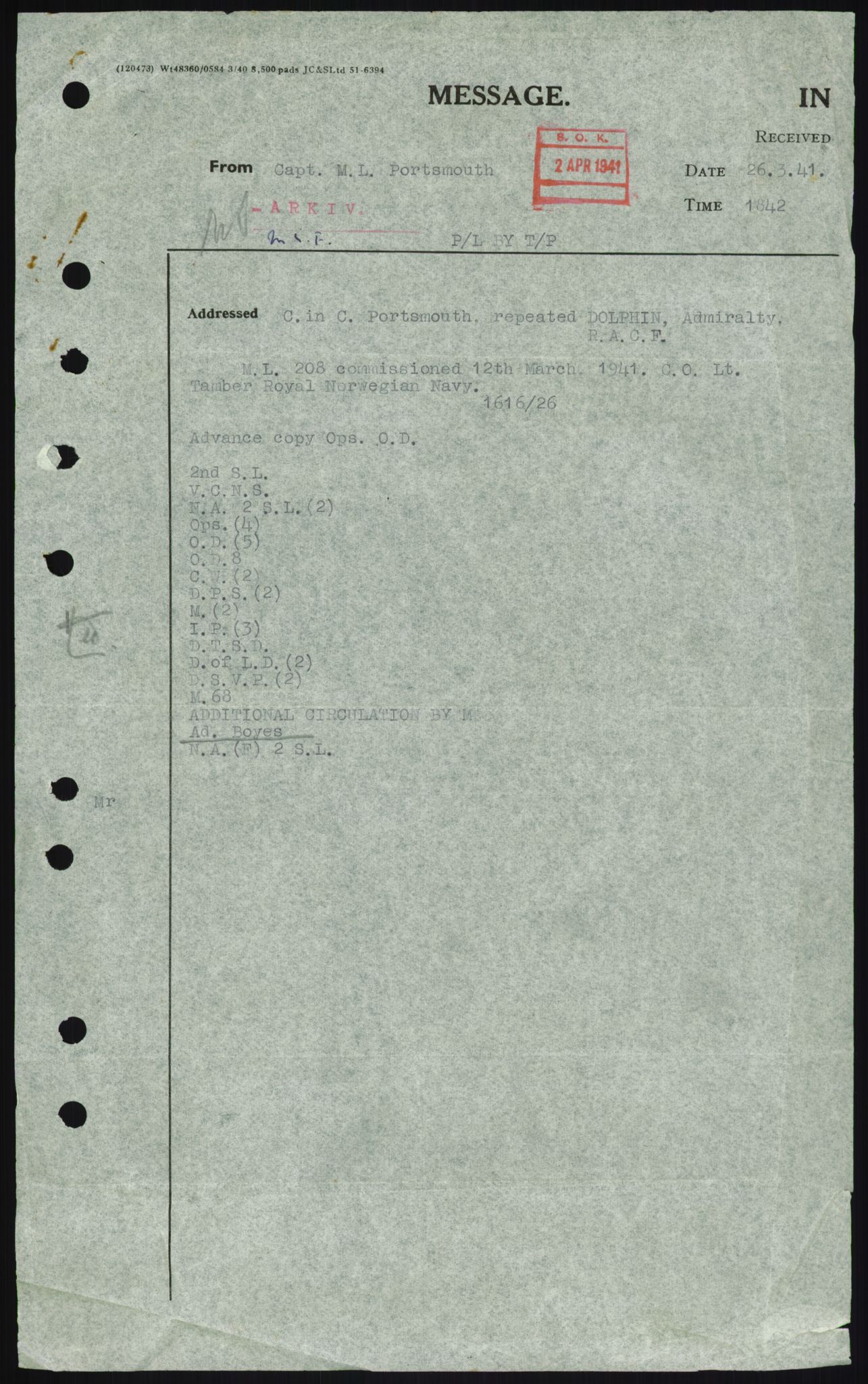 Forsvaret, Sjøforsvarets overkommando, AV/RA-RAFA-2035/D/Dc/L0194: --, 1941-1944, p. 371