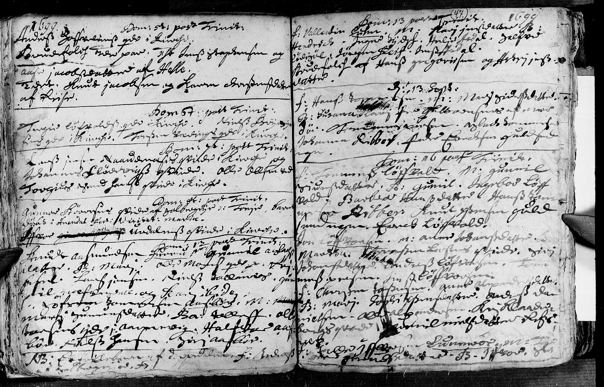 Øyestad sokneprestkontor, AV/SAK-1111-0049/F/Fa/L0002: Parish register (official) no. A 2, 1692-1722, p. 47