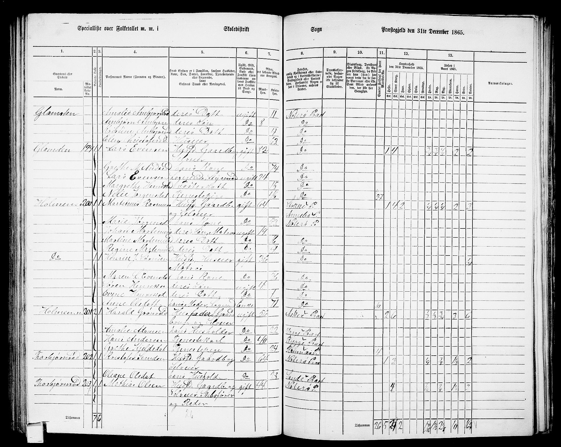 RA, 1865 census for Nøtterøy, 1865, p. 168