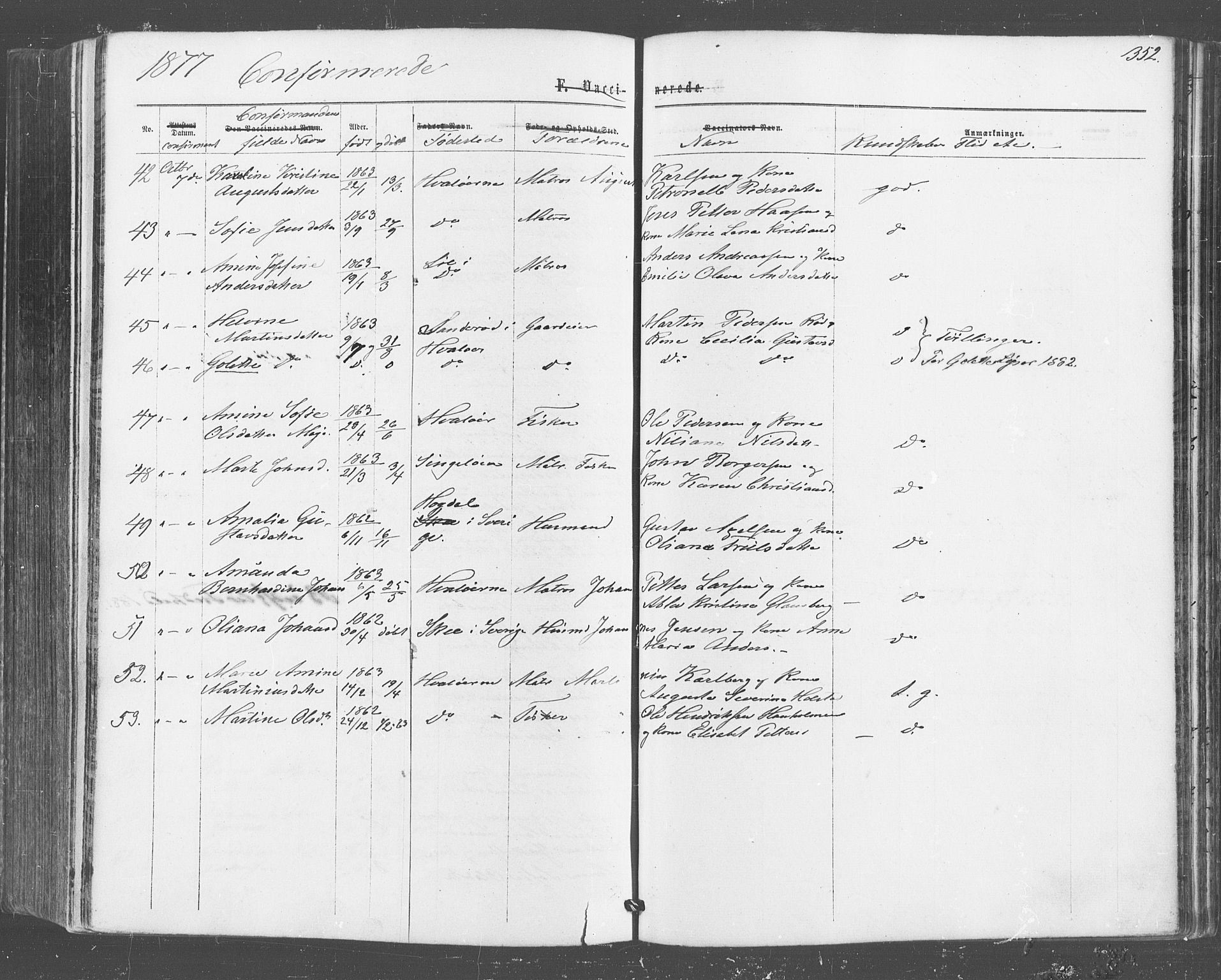 Hvaler prestekontor Kirkebøker, AV/SAO-A-2001/F/Fa/L0007: Parish register (official) no. I 7, 1864-1878, p. 352