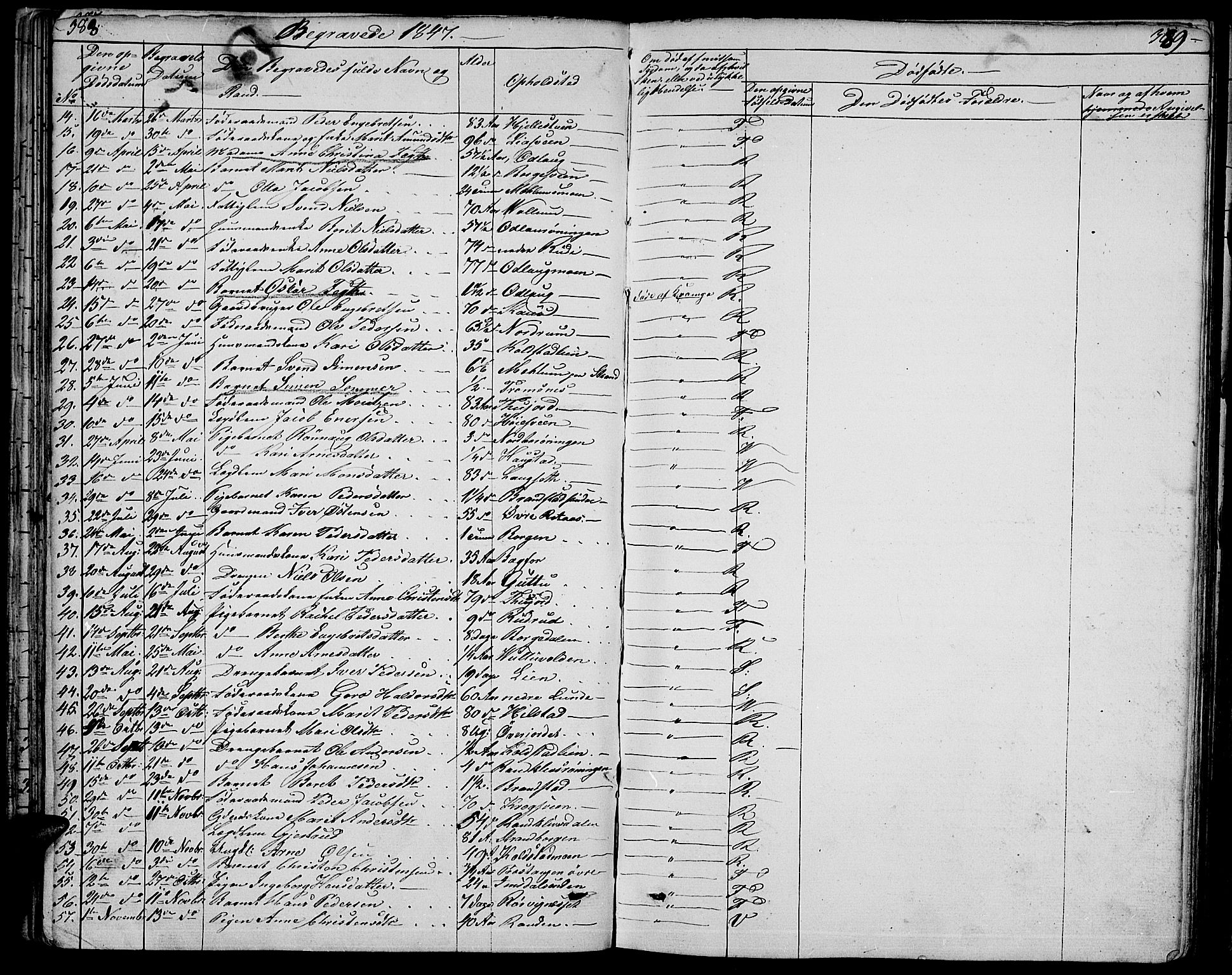 Ringebu prestekontor, SAH/PREST-082/H/Ha/Hab/L0002: Parish register (copy) no. 2, 1839-1853, p. 388-389