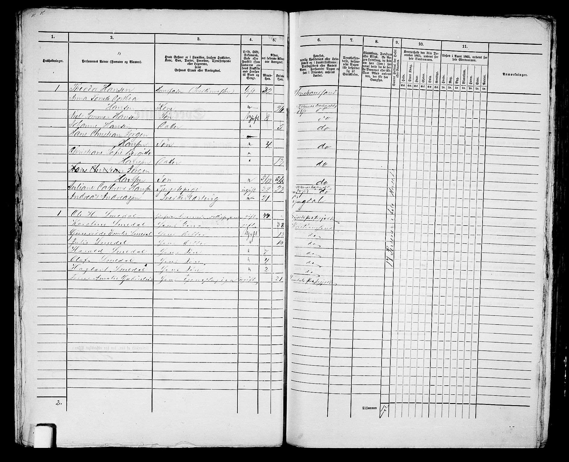 RA, 1865 census for Kristiansand, 1865, p. 541