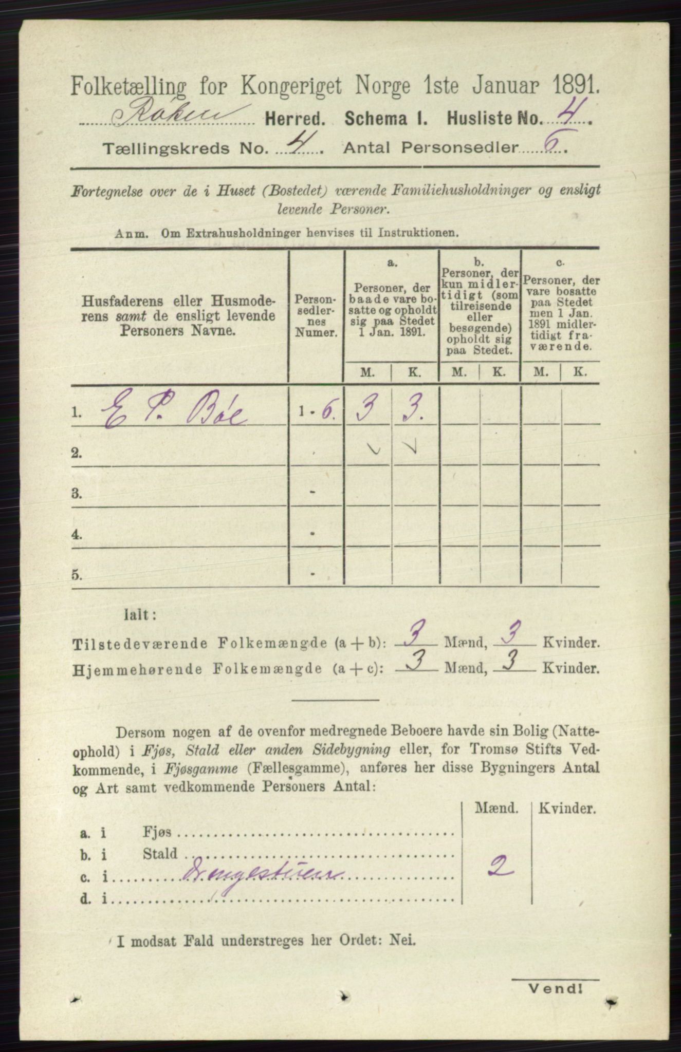 RA, 1891 census for 0627 Røyken, 1891, p. 1736