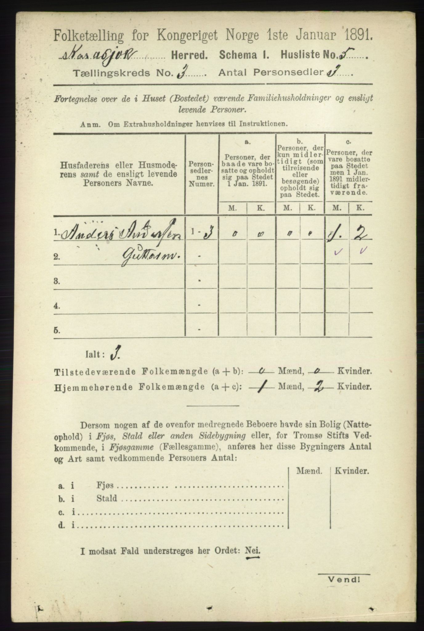 RA, 1891 census for 2021 Karasjok, 1891, p. 536