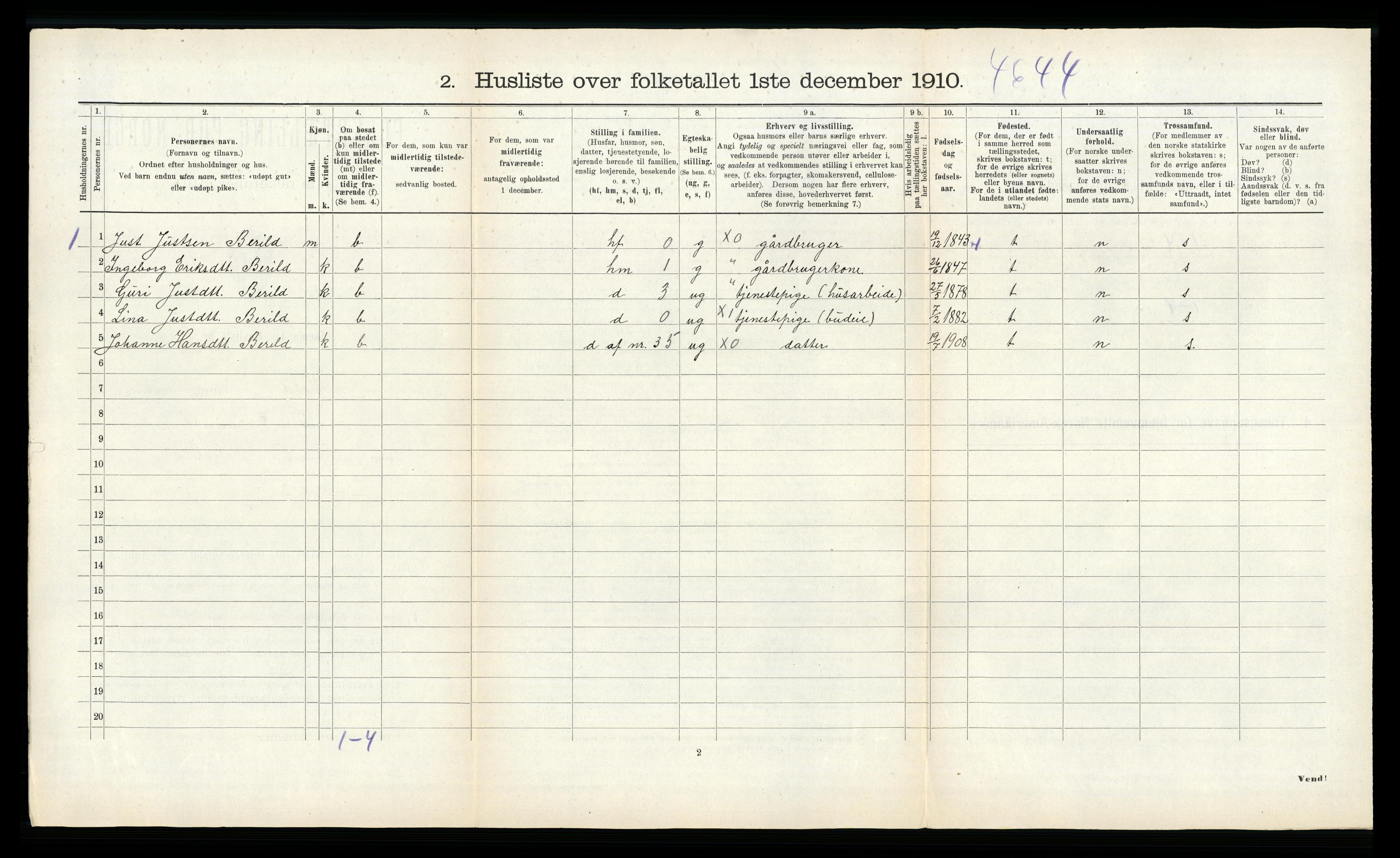 RA, 1910 census for Voll, 1910, p. 91