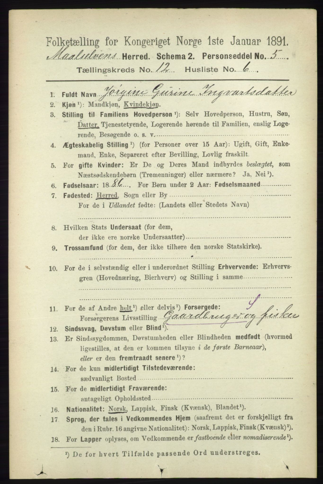 RA, 1891 census for 1924 Målselv, 1891, p. 3831