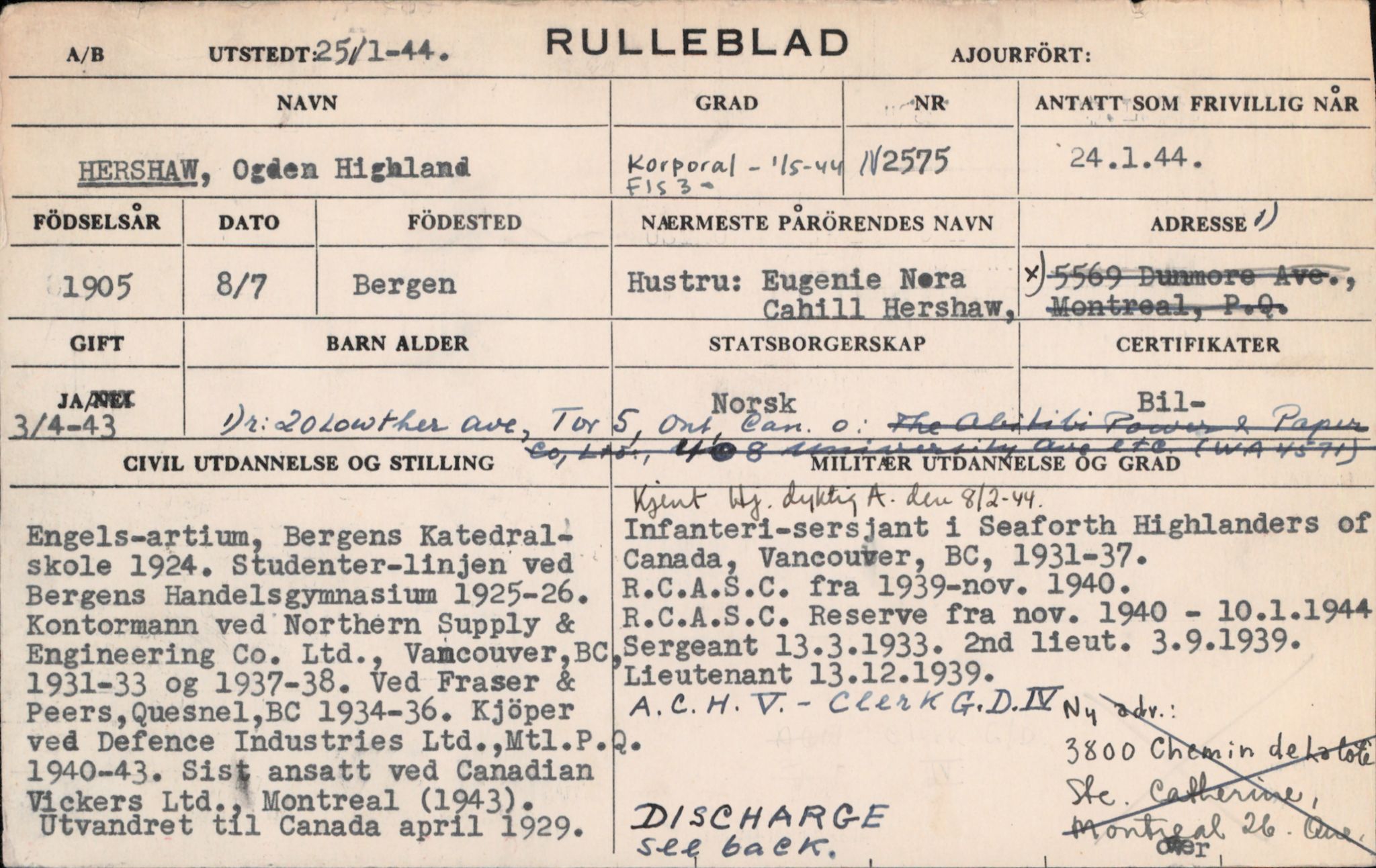 Forsvaret, Forsvarets overkommando/Luftforsvarsstaben, AV/RA-RAFA-4079/P/Pa/L0013: Personellmapper, 1905, p. 165