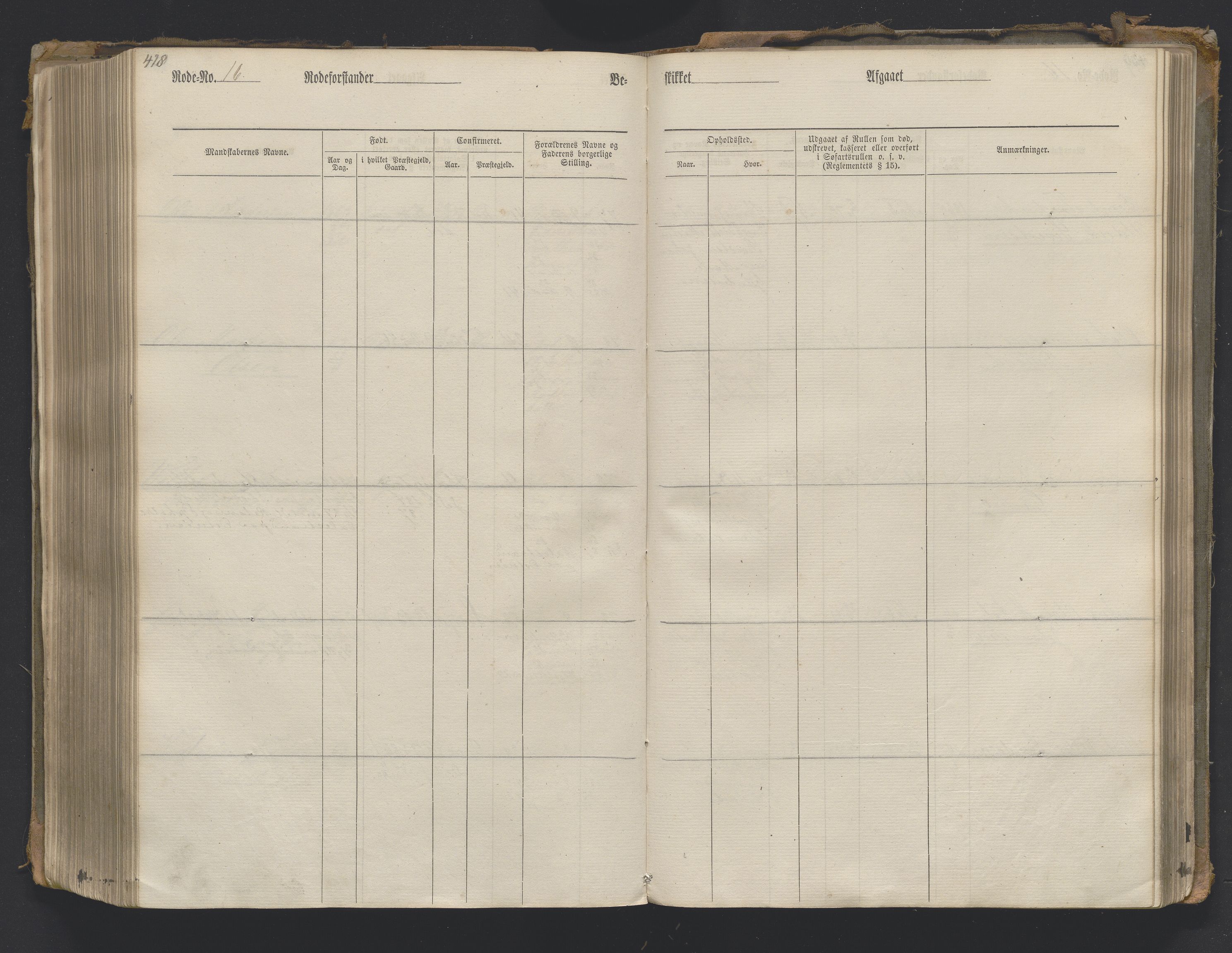 Bergens Krigskommisariat, SAB/A-5103/H/Hj/Hjc/Hjcb/L0001: Mannskapsrulle rode nr 1-21 (eldre ref: 275), 1870-1895, p. 418