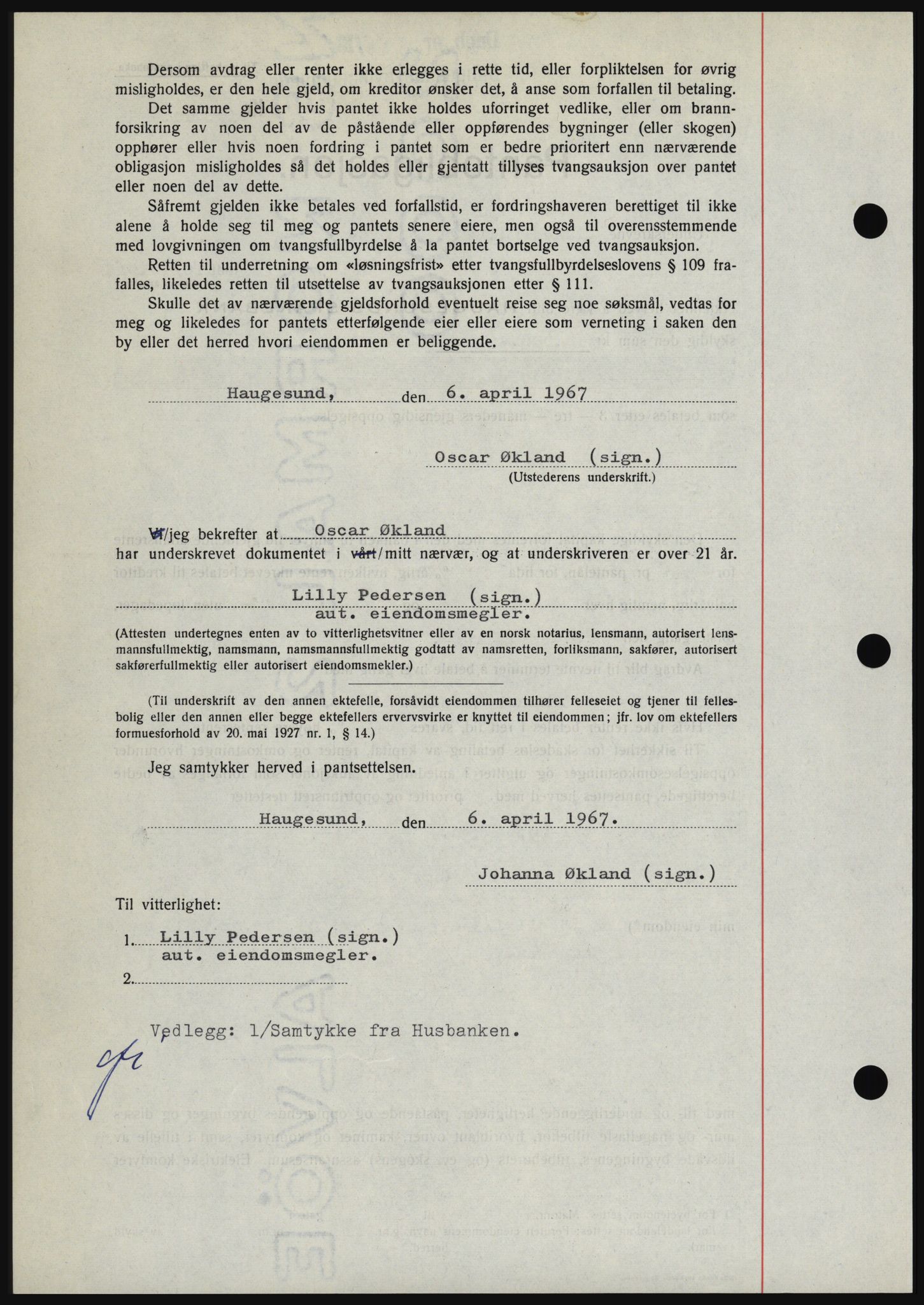 Haugesund tingrett, SAST/A-101415/01/II/IIC/L0056: Mortgage book no. B 56, 1966-1967, Diary no: : 888/1967