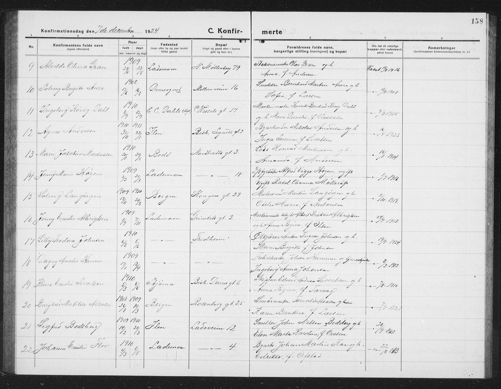 Ministerialprotokoller, klokkerbøker og fødselsregistre - Sør-Trøndelag, AV/SAT-A-1456/605/L0258: Parish register (copy) no. 605C05, 1918-1930, p. 158