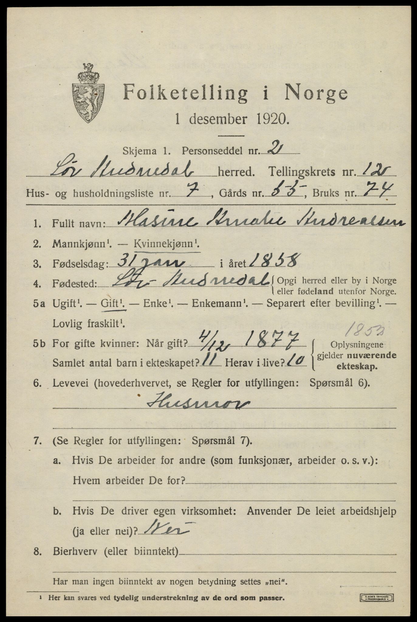 SAK, 1920 census for Sør-Audnedal, 1920, p. 4571