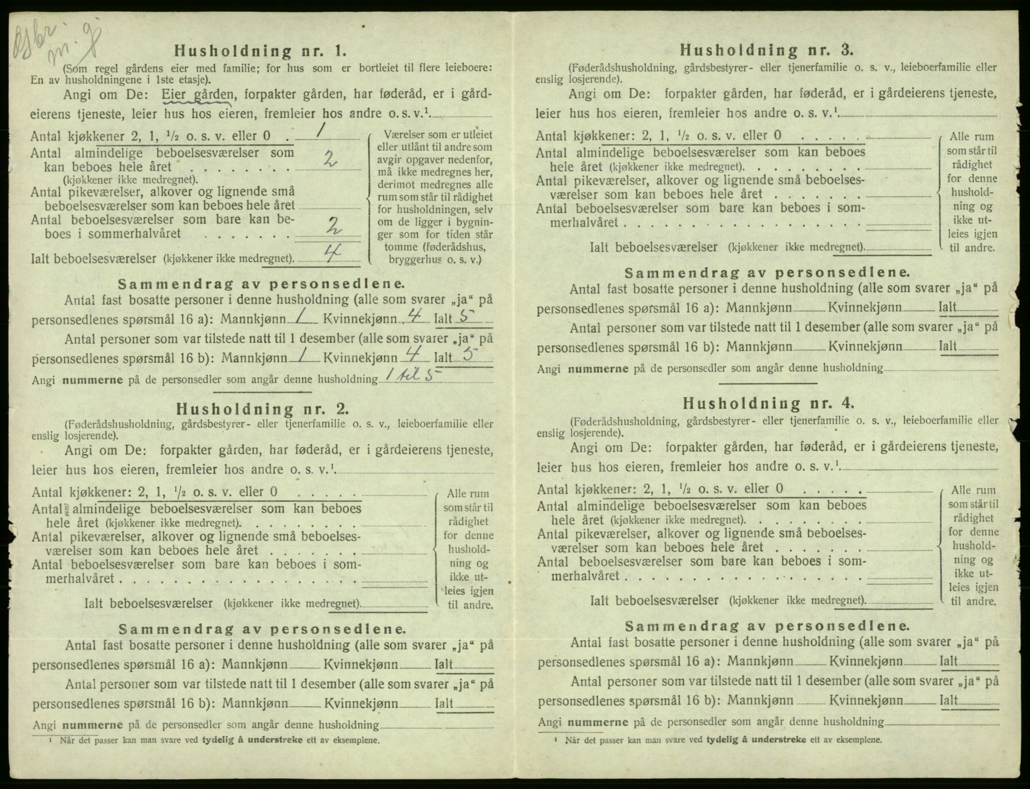 SAB, 1920 census for Ølen, 1920, p. 663