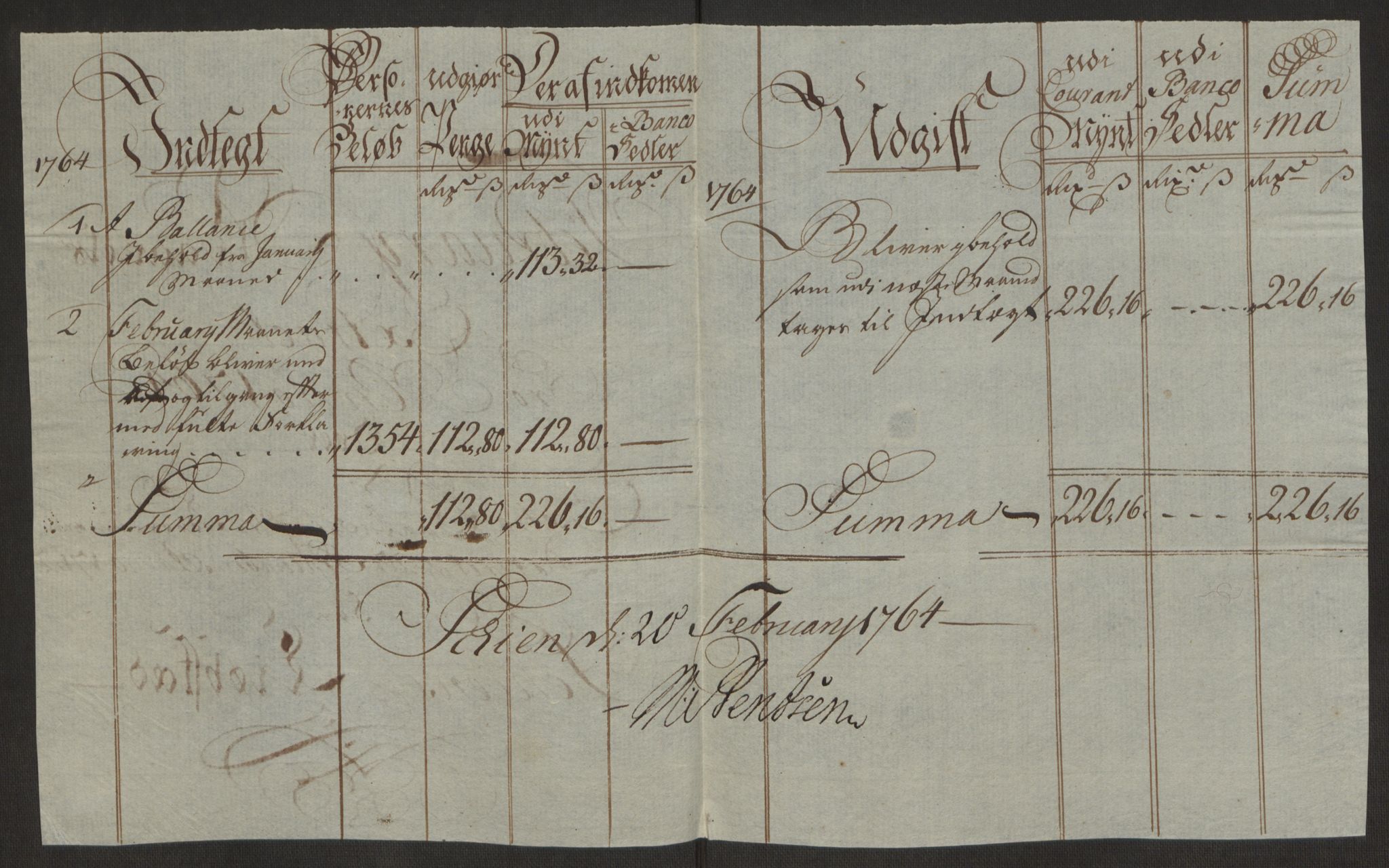 Rentekammeret inntil 1814, Reviderte regnskaper, Byregnskaper, AV/RA-EA-4066/R/Rj/L0198/0001: [J4] Kontribusjonsregnskap / Ekstraskatt, 1762-1768, p. 186