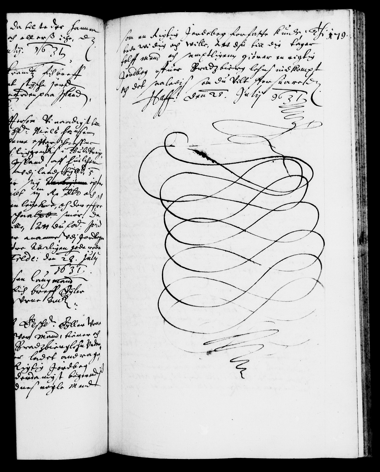 Danske Kanselli 1572-1799, AV/RA-EA-3023/F/Fc/Fca/Fcab/L0005: Norske tegnelser (mikrofilm), 1628-1633, p. 179a