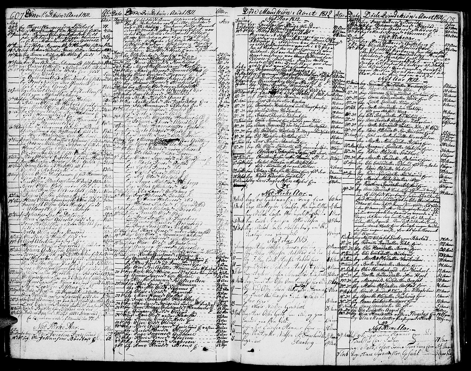 Vang prestekontor, Hedmark, SAH/PREST-008/H/Ha/Haa/L0006: Parish register (official) no. 6 /1, 1809-1827, p. 607-608