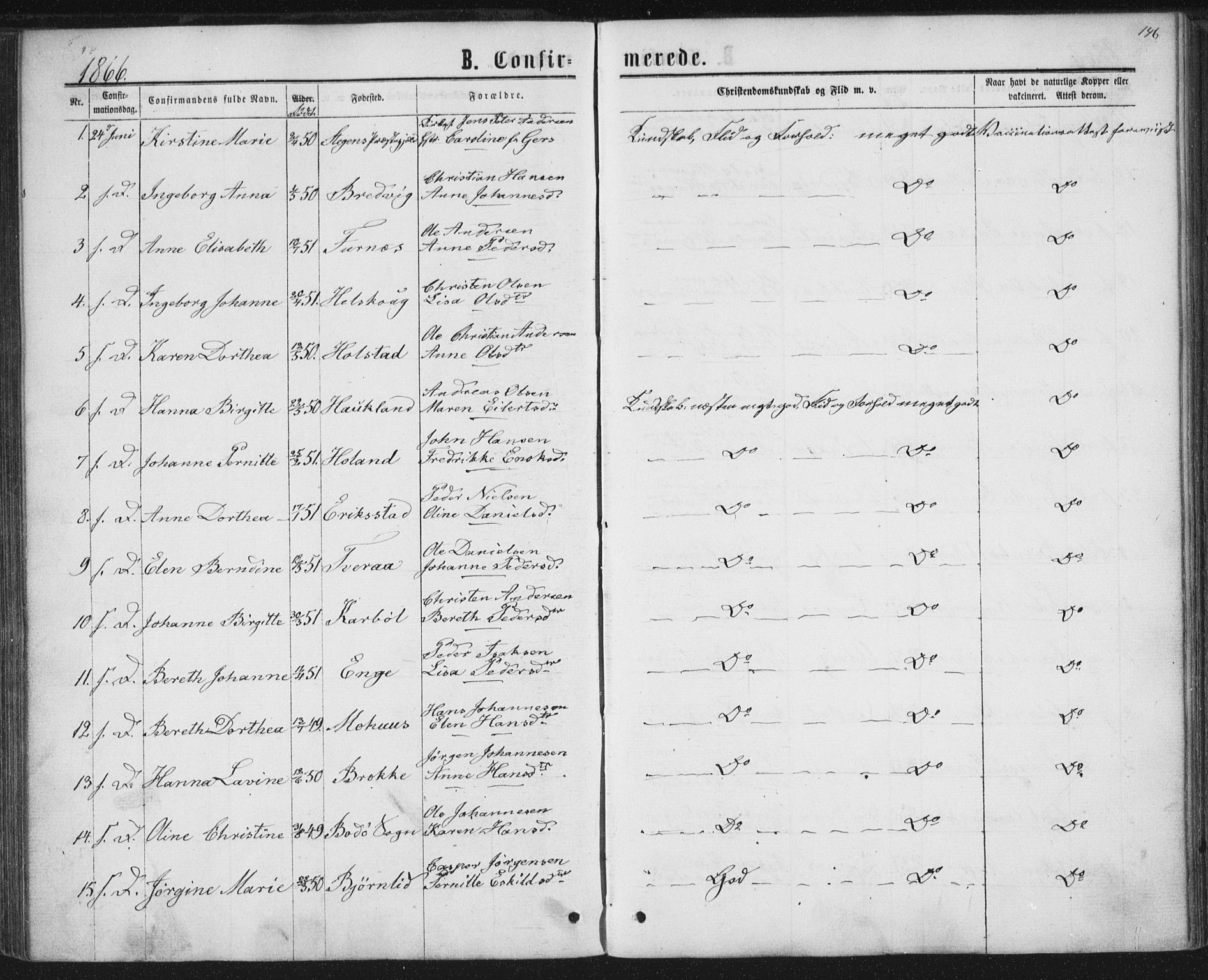 Ministerialprotokoller, klokkerbøker og fødselsregistre - Nordland, SAT/A-1459/852/L0739: Parish register (official) no. 852A09, 1866-1877, p. 146
