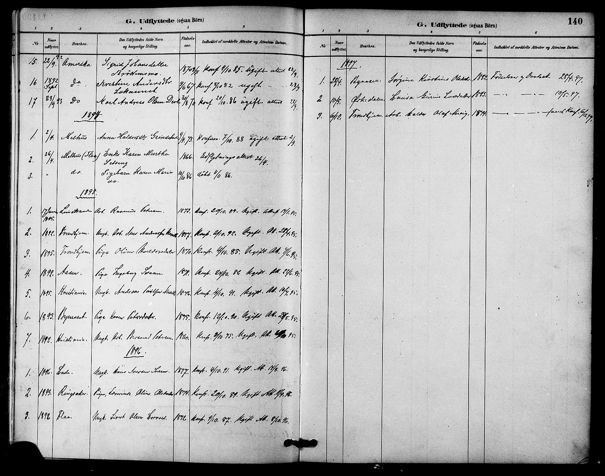 Ministerialprotokoller, klokkerbøker og fødselsregistre - Sør-Trøndelag, SAT/A-1456/618/L0444: Parish register (official) no. 618A07, 1880-1898, p. 140