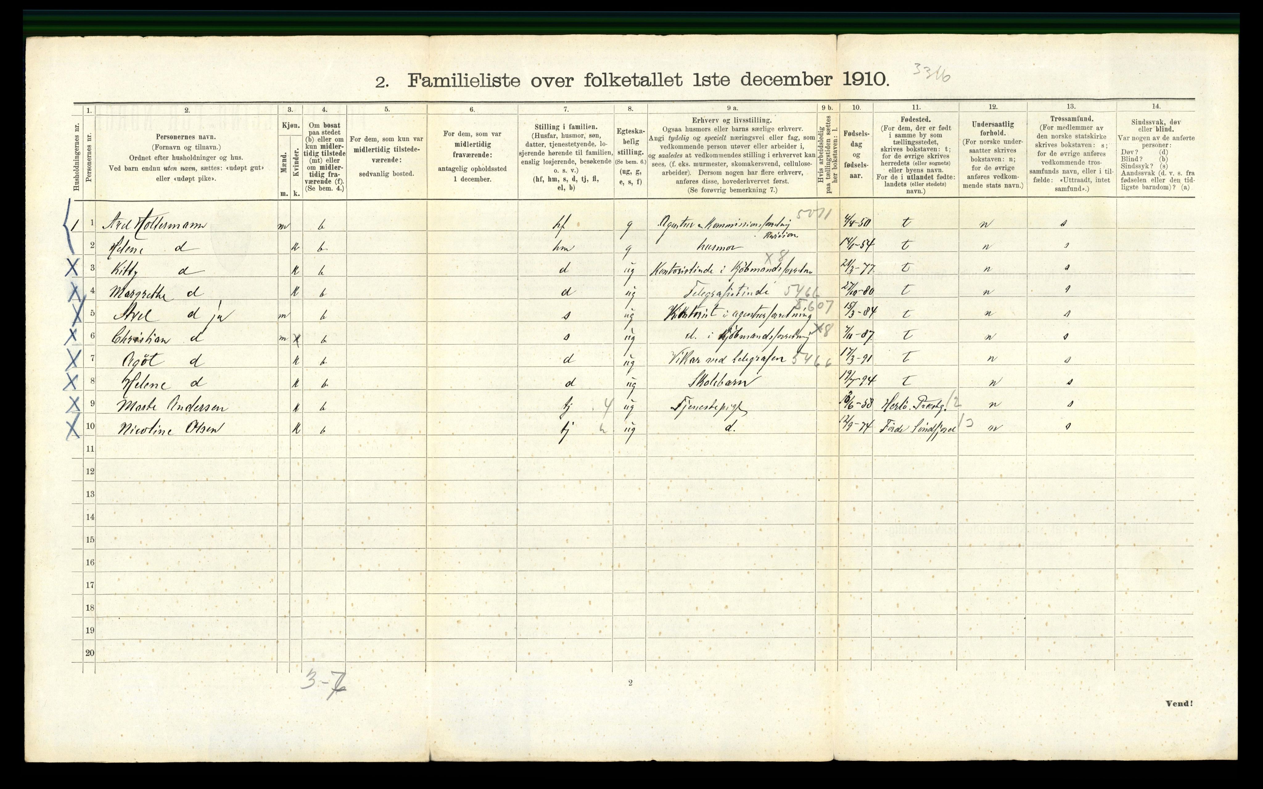 RA, 1910 census for Bergen, 1910, p. 28734