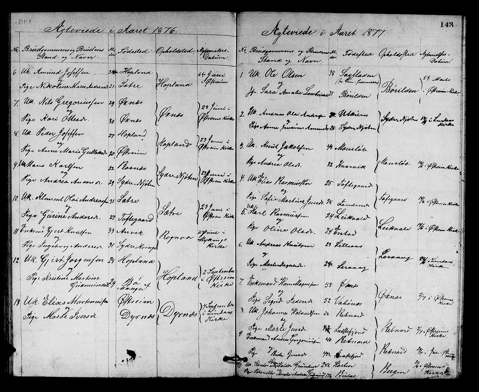 Lindås Sokneprestembete, SAB/A-76701/H/Hab: Parish register (copy) no. C 2, 1868-1885, p. 143