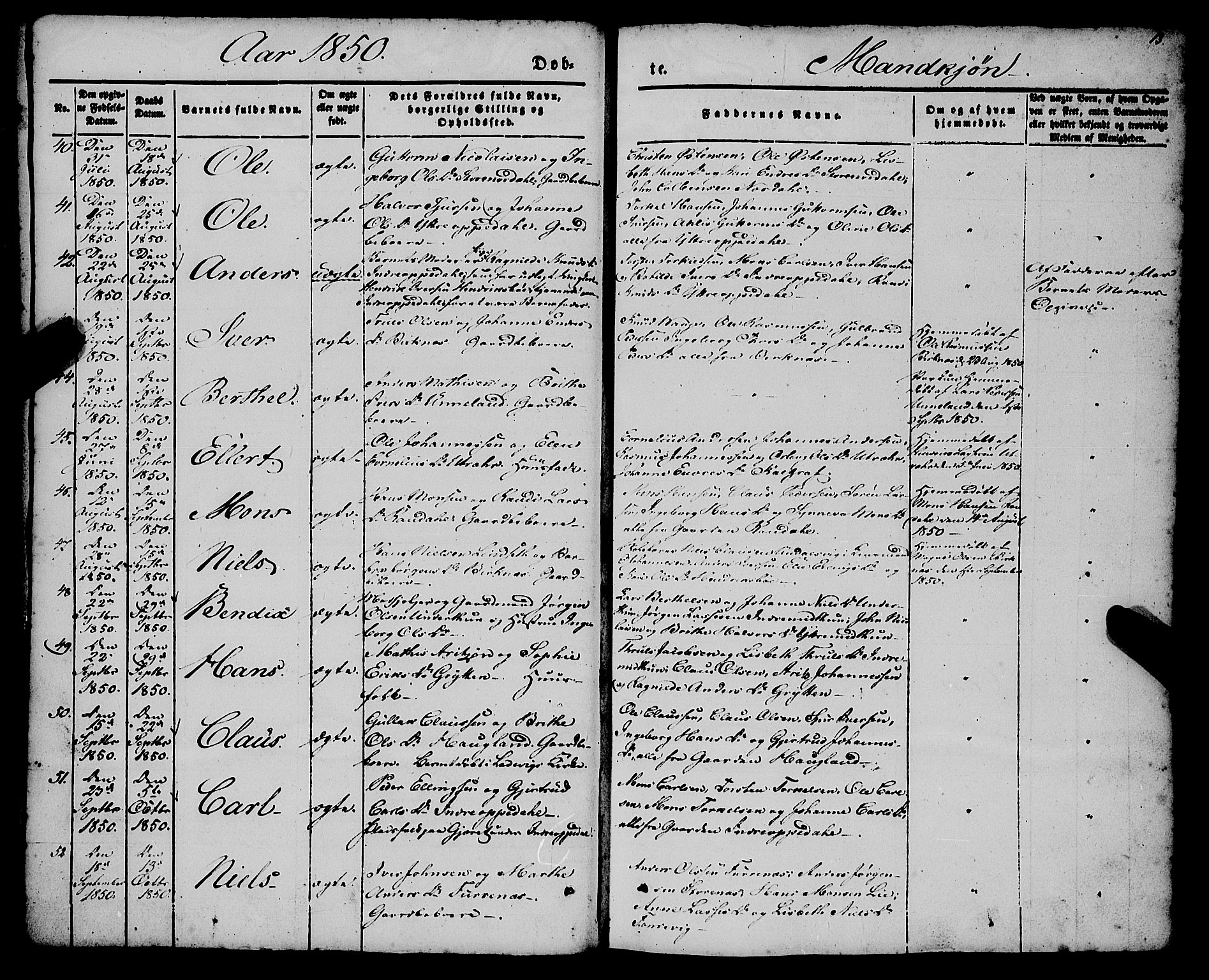 Gulen sokneprestembete, AV/SAB-A-80201/H/Haa/Haaa/L0021: Parish register (official) no. A 21, 1848-1858, p. 13