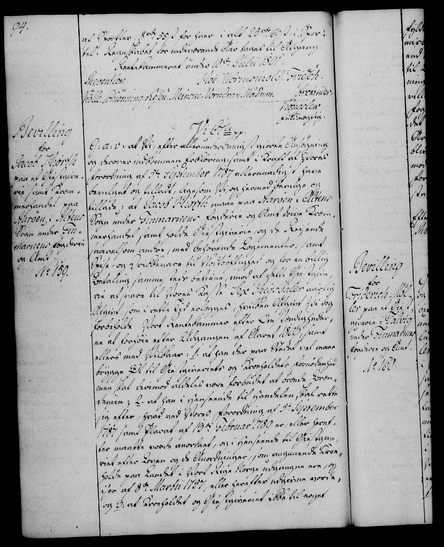 Rentekammeret, Kammerkanselliet, AV/RA-EA-3111/G/Gg/Gga/L0017: Norsk ekspedisjonsprotokoll med register (merket RK 53.17), 1801-1803, p. 94