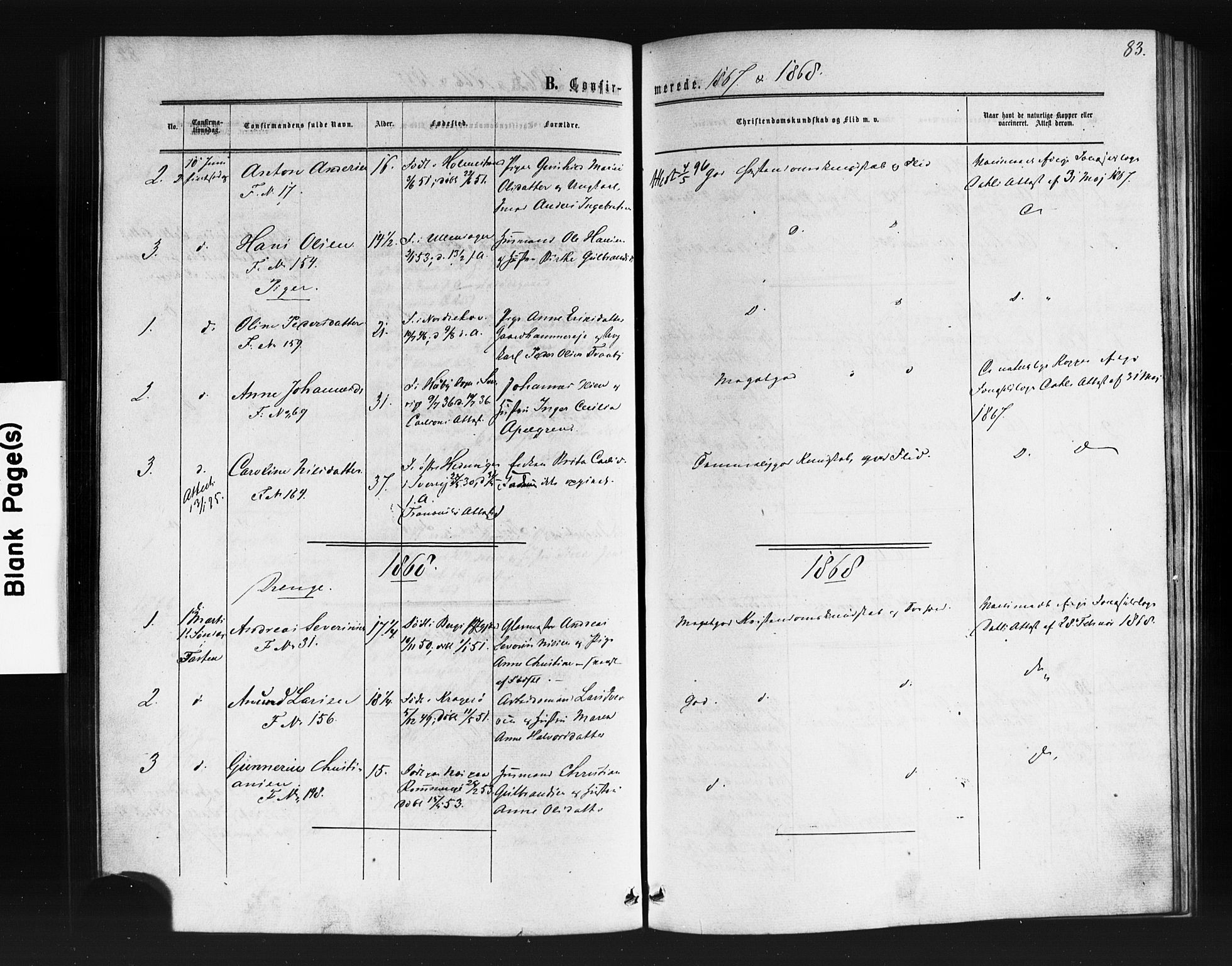 Kristiania tukthusprest Kirkebøker, SAO/A-10881/F/Fa/L0004: Parish register (official) no. 4, 1865-1879, p. 83