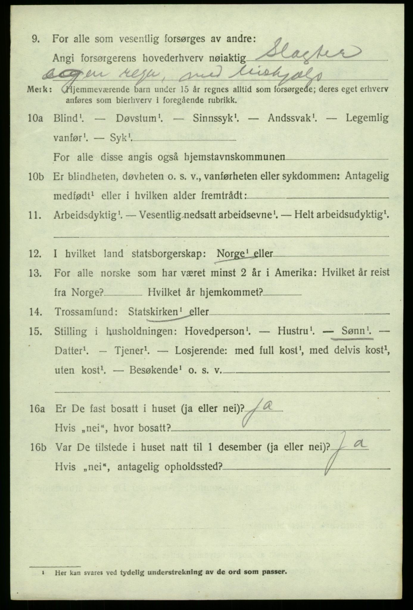 SAB, 1920 census for Odda, 1920, p. 9688